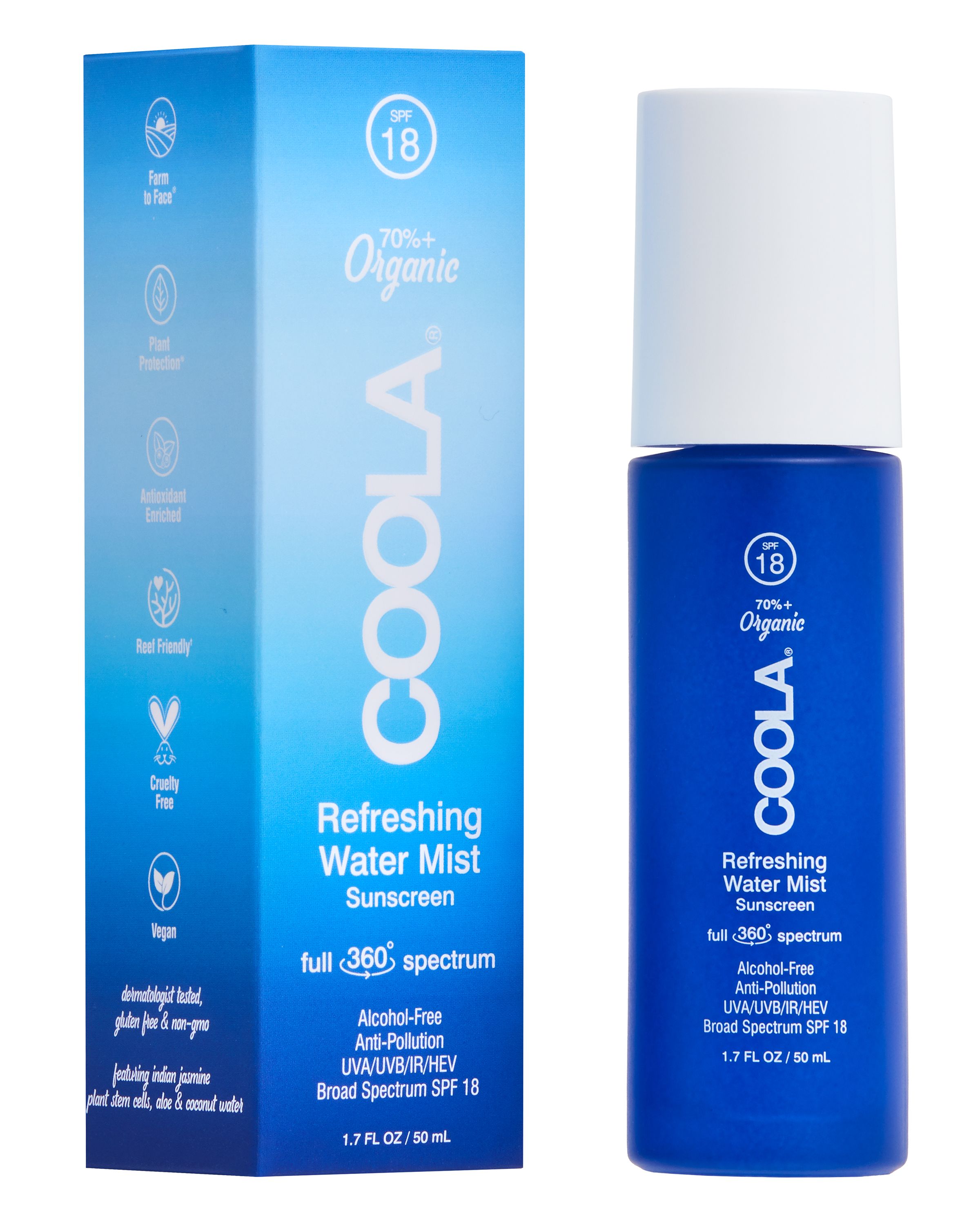 COOLA Full Spectrum 360° Refreshing Water Mist Organic Face Sunscreen, SPF 18 - 1.7 fl oz