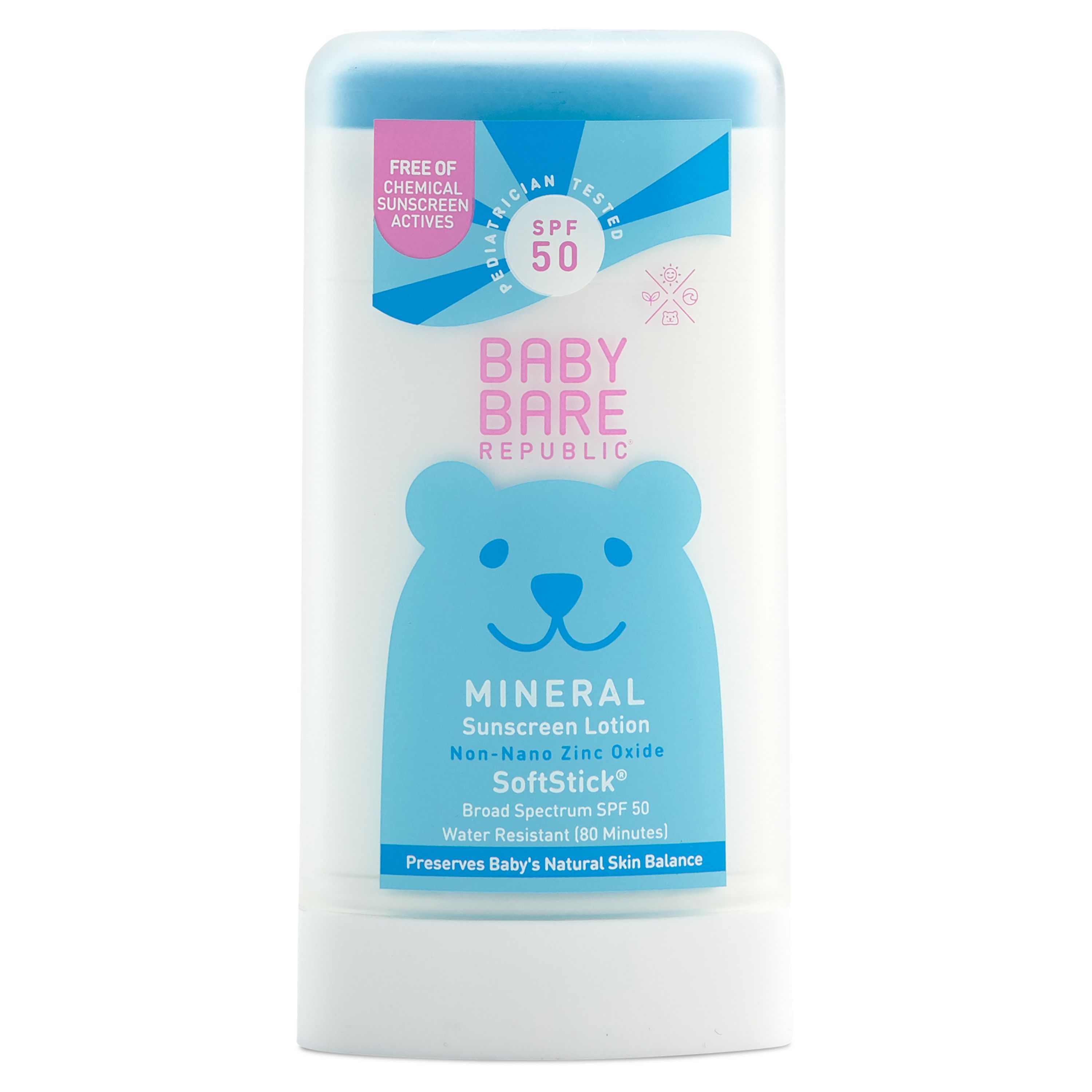 Bare Republic Mineral Baby Sunscreen Face & Body Soft Stick, Unscented, SPF 50 - .9 oz
