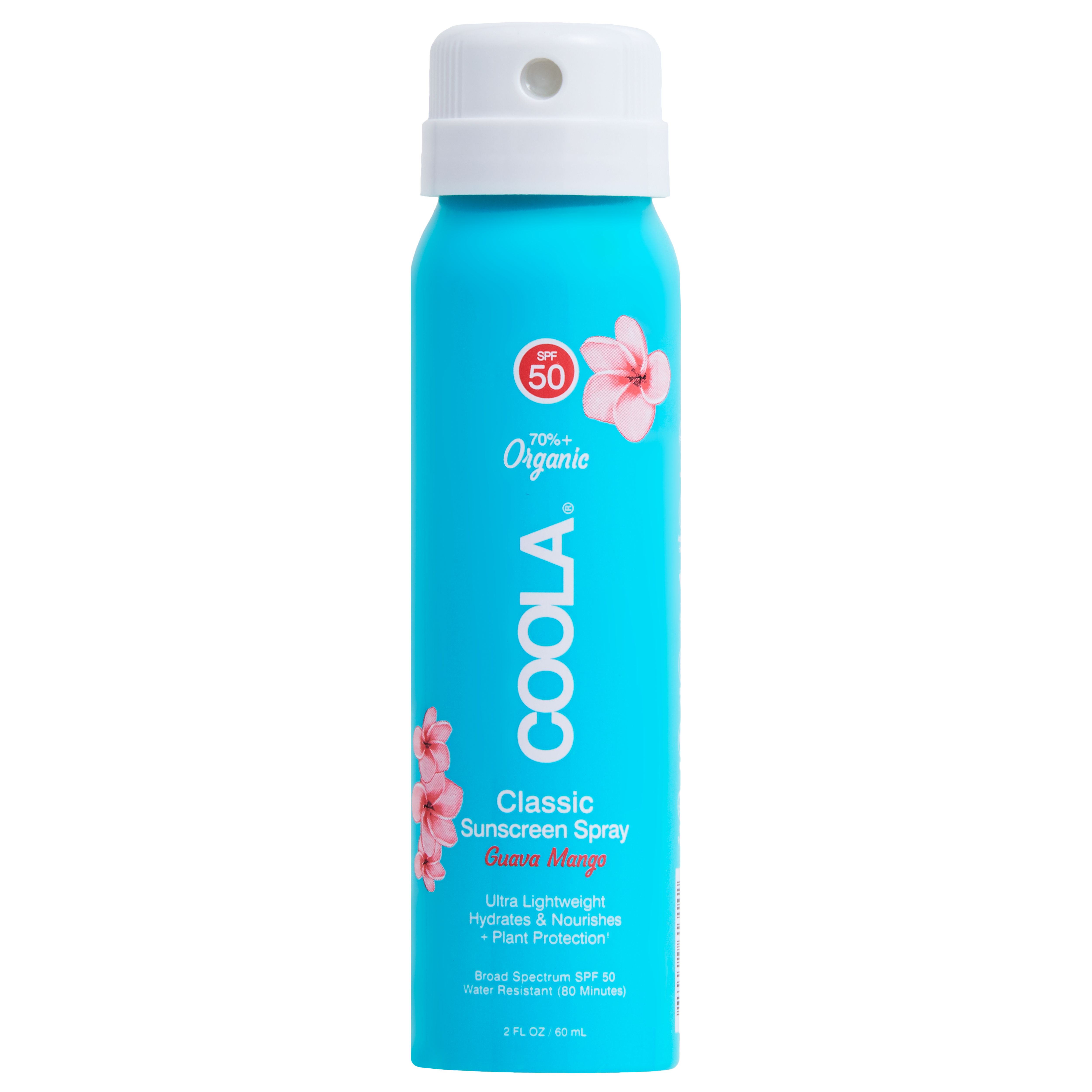 COOLA Travel Size Organic Sunscreen Spray, Guava Mango, SPF 50 - 2 fl oz