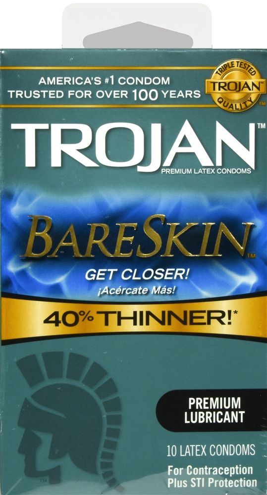 Trojan BareSkin Lubricated Premium Latex Condoms - 10 ct