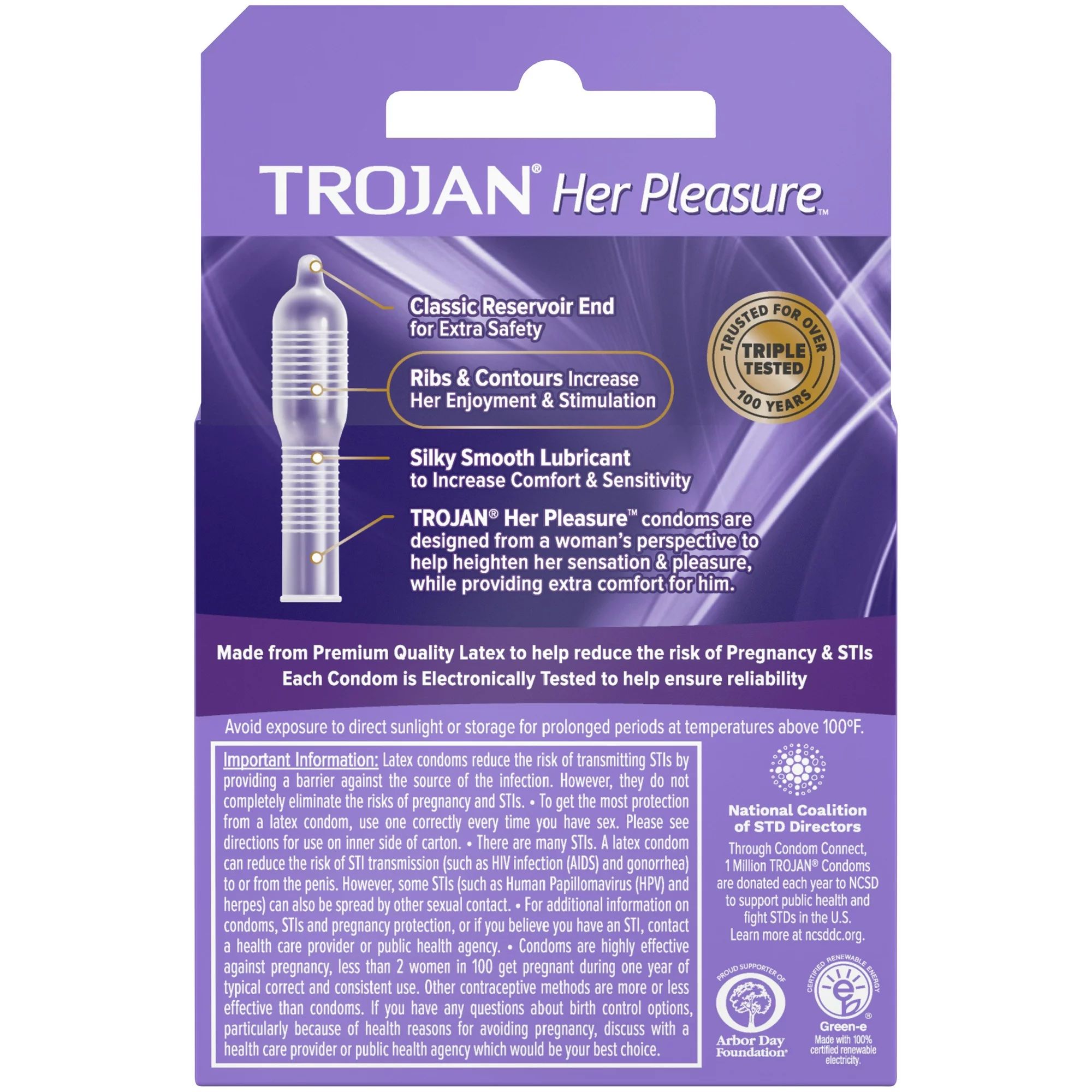 Trojan Her Pleasure Ecstasy Lubricated Latex Condoms - 3 ct | Optum Store