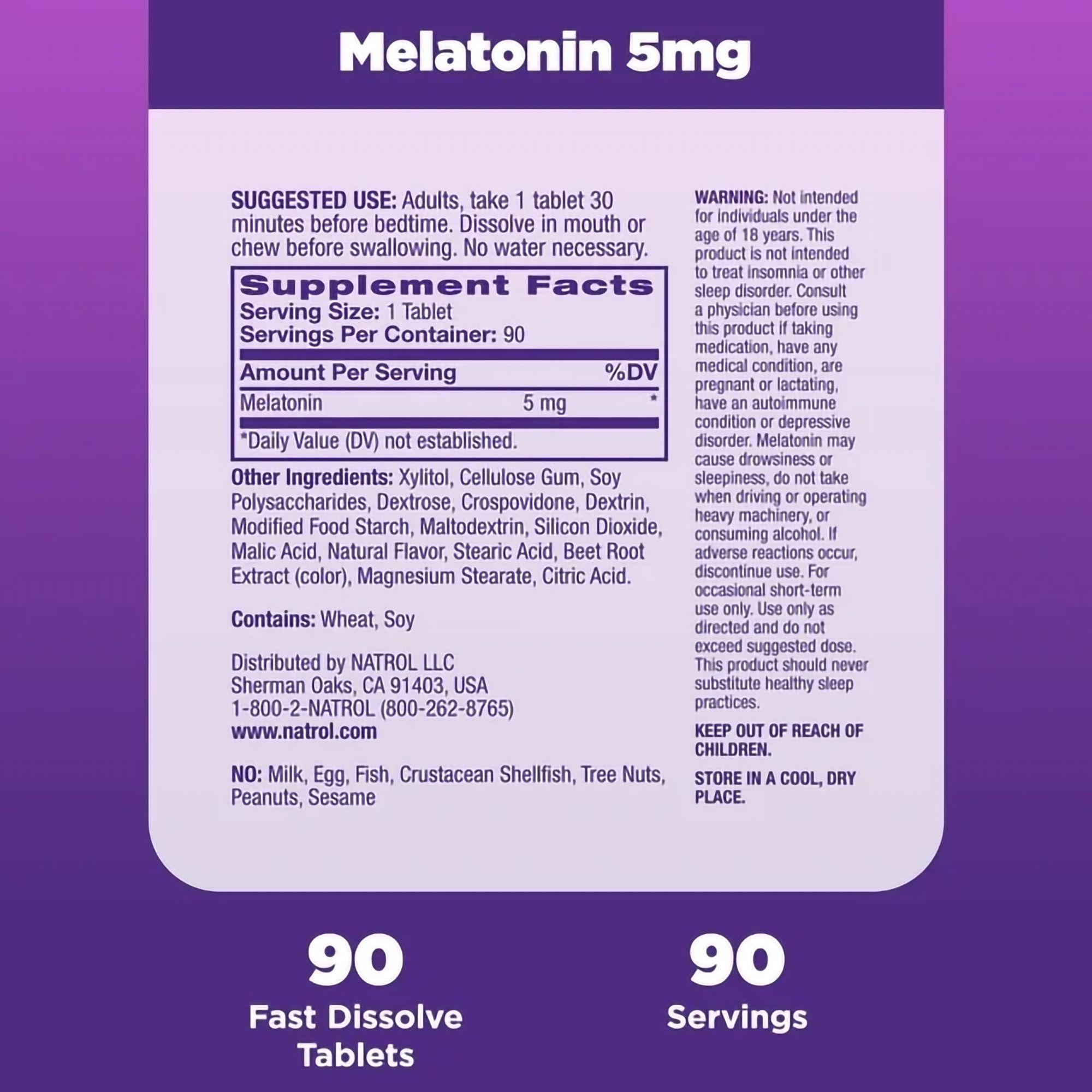 Natrol® Melatonin Sleep Aid Fast Dissolve Tablets, Strawberry, 5 mg - 90 ct