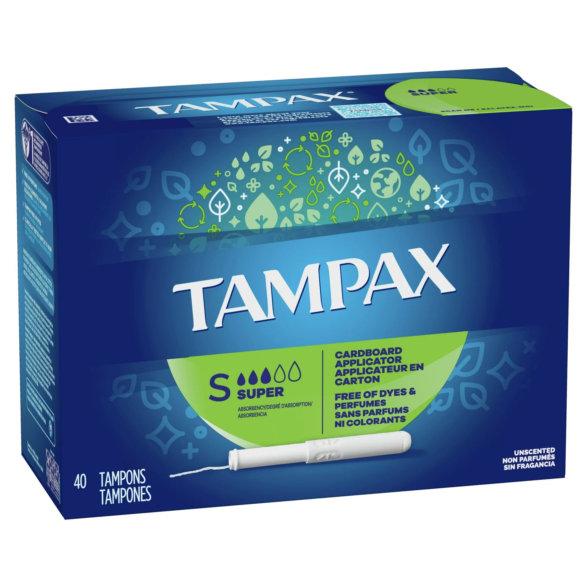 DISCTampax Cardboard Tampons Super Absorbency Unscented - 40 ct