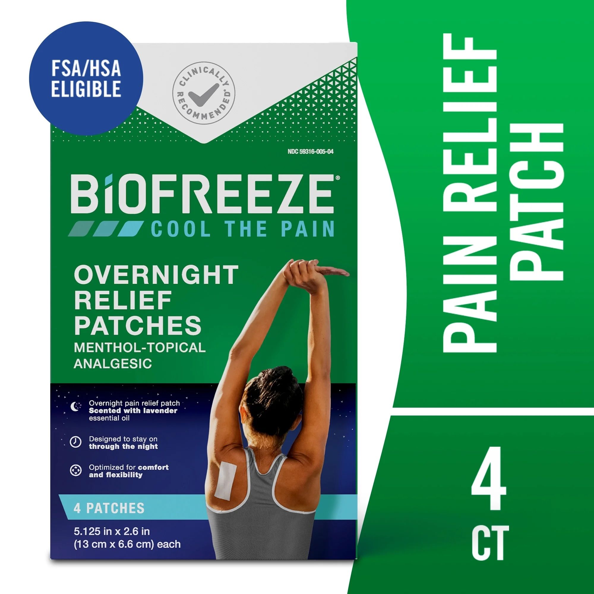 Biofreeze Topical Overnight Pain Relief Patches -  4 patches