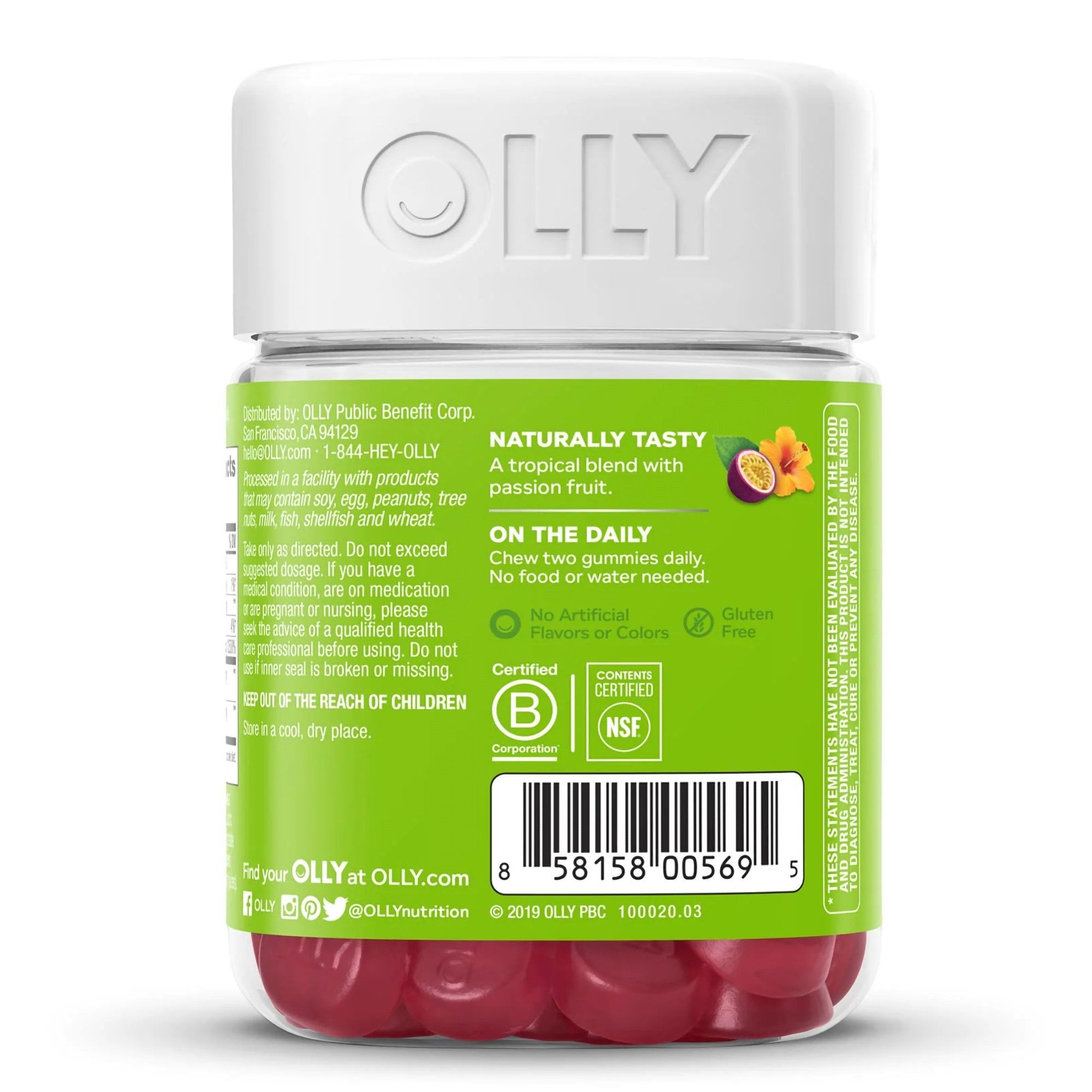 OLLY Daily Energy Gummy with CoQ10, B12 & Goji Berry, Caffeine Free, Tropical Passion - 60 ct