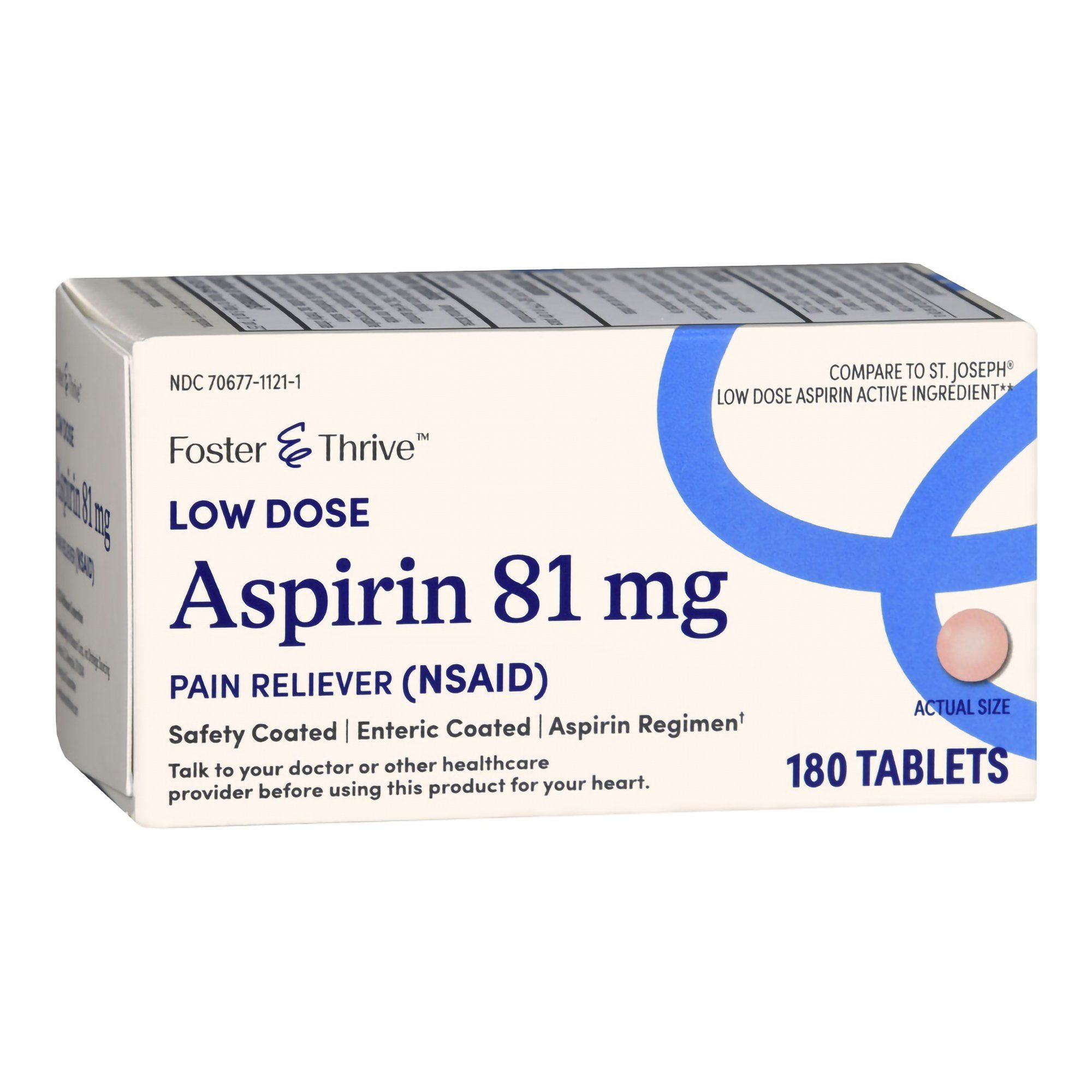 Foster & Thrive Low Dose Aspirin Coated Tablets, 81 mg - 180 ct