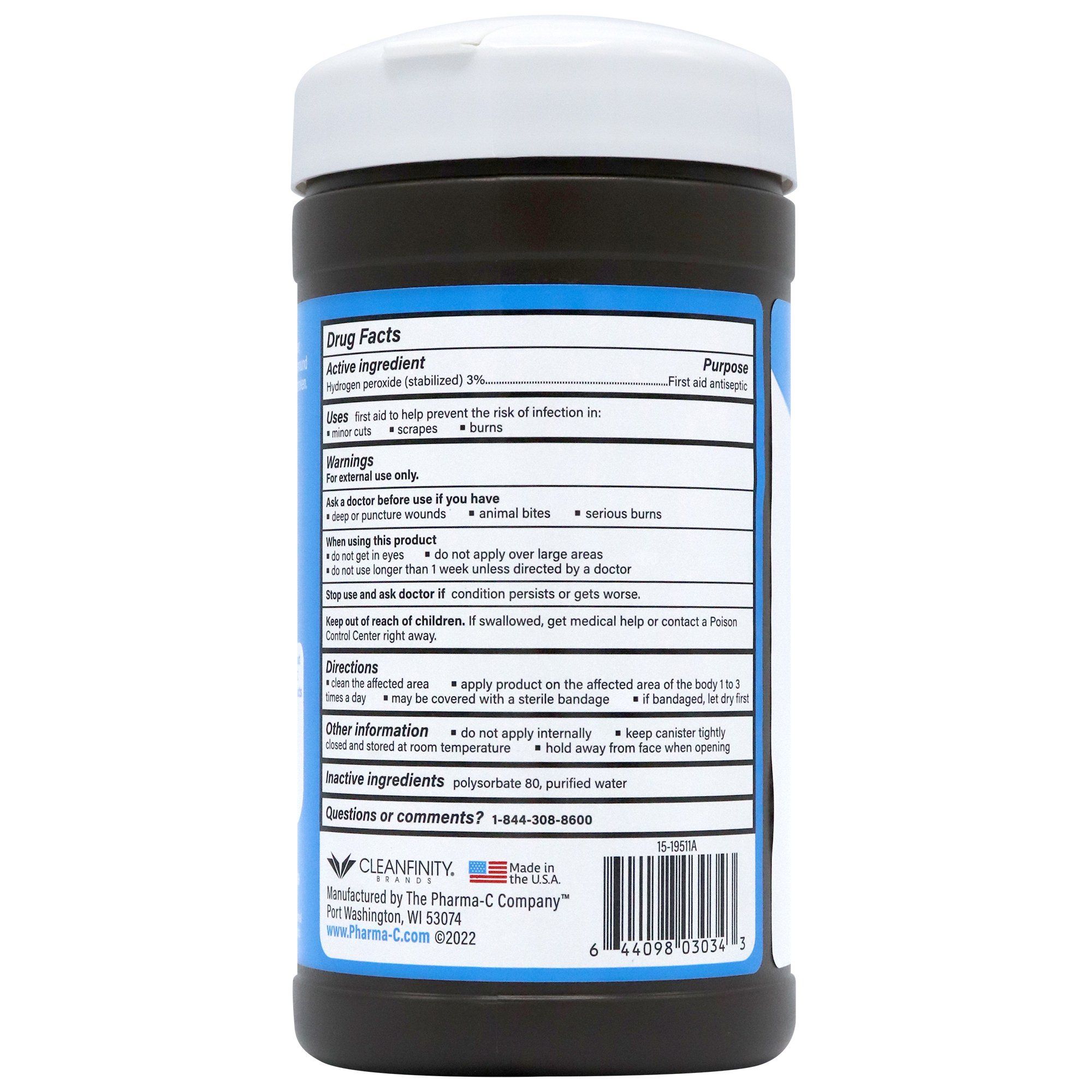 Pre-Moistened Hydrogen Peroxide Wipes - 40 wipes