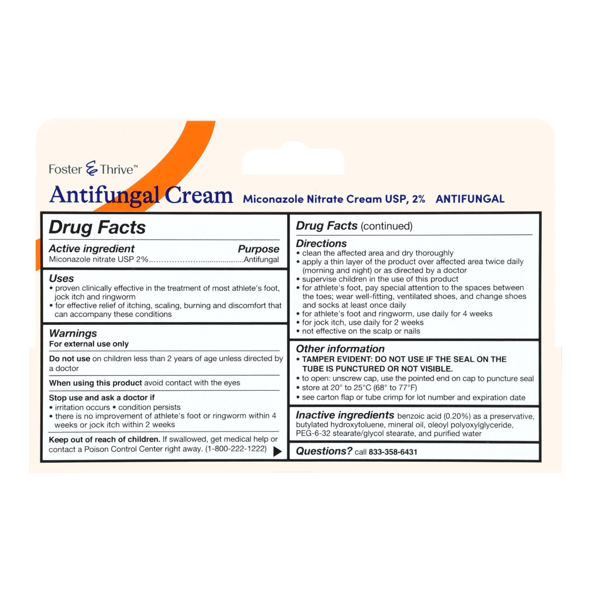 Foster & Thrive Antifungal Miconazole Nitrate Cream USP, 2% -  1 oz