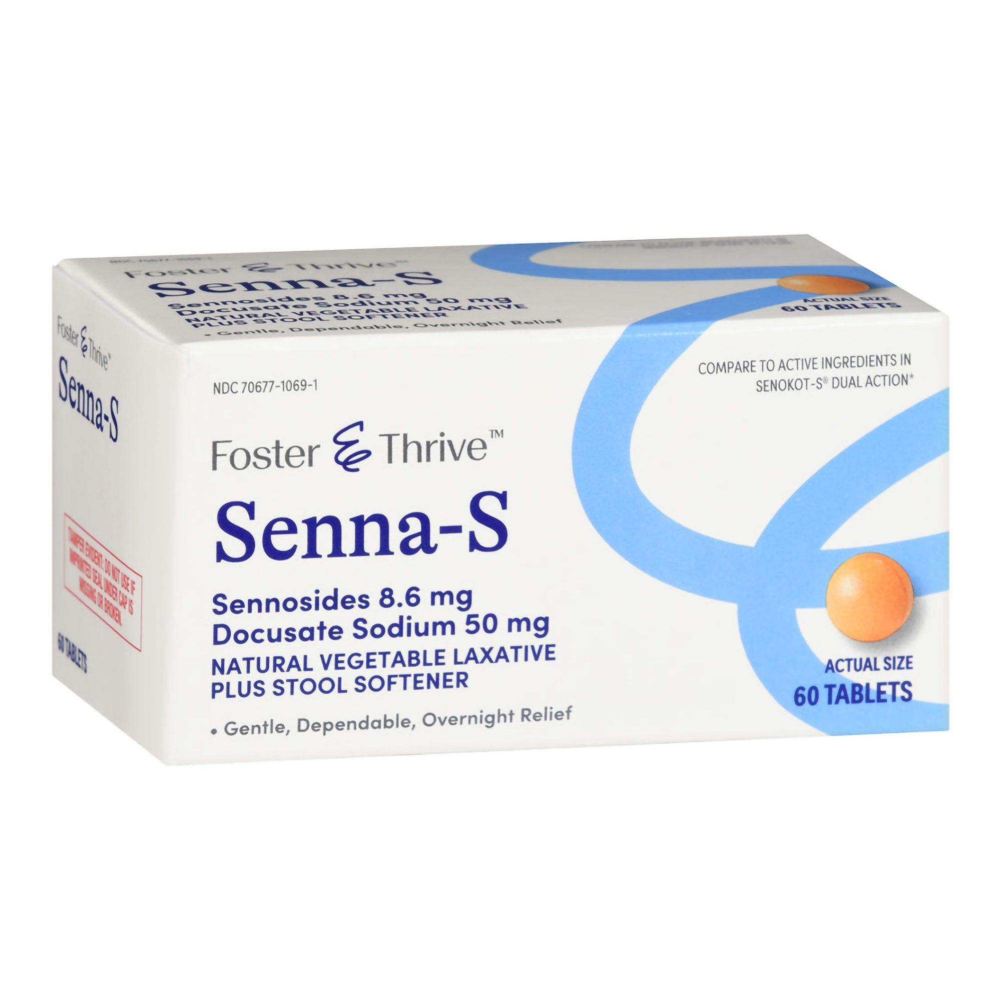 Foster & Thrive Senna-S Stool Softener Tablets - 60 ct