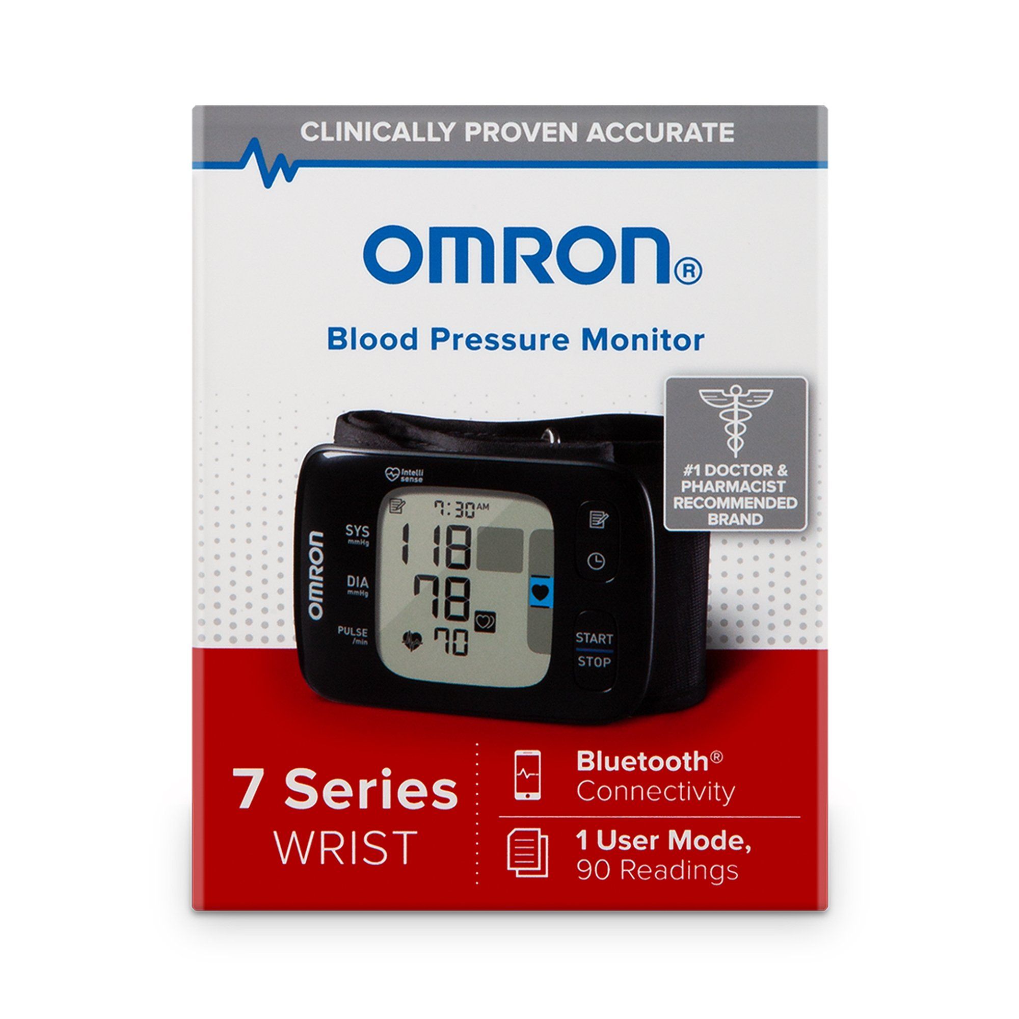 Omron 7 Series Automatic Digital Wrist Blood Pressure Monitor Cuff, Black - One Size Fits Most