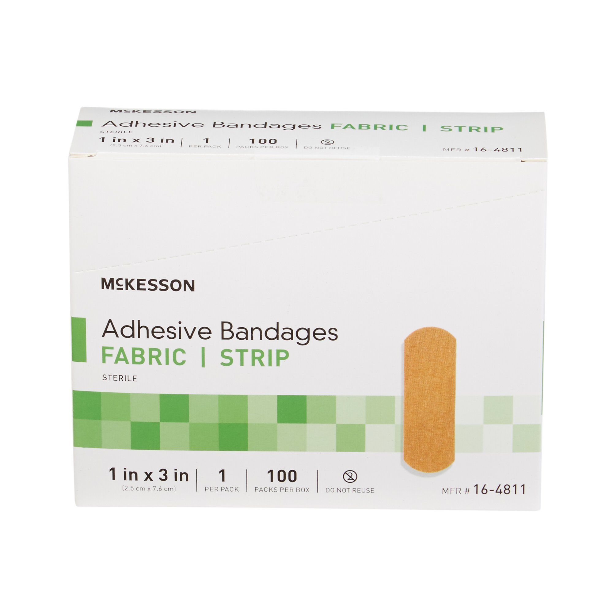 McKesson Adhesive Fabric Bandage Strips, 1" x 3" - 100 ct