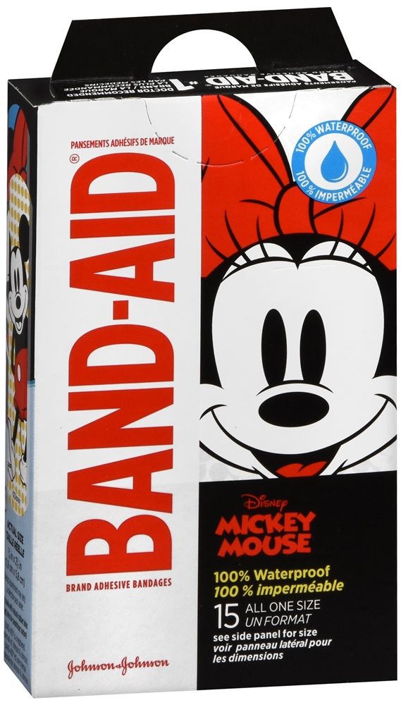 Band-Aid Mickey Mouse Adhesive Bandages, All One Size - 15 ct