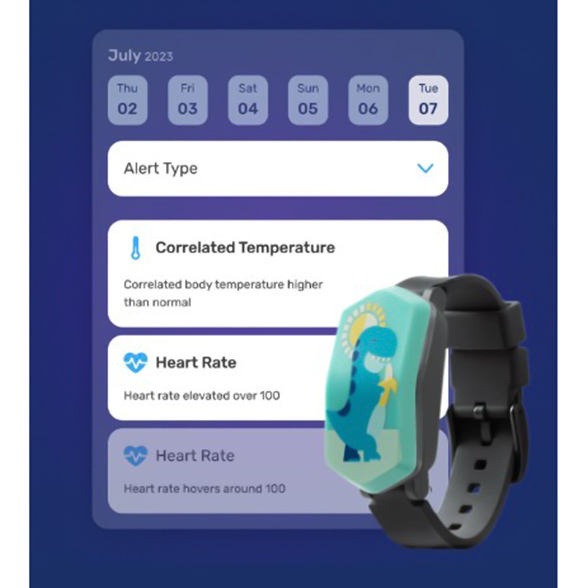 Kiddo Biomarker Monitor With Dinosaur Cover