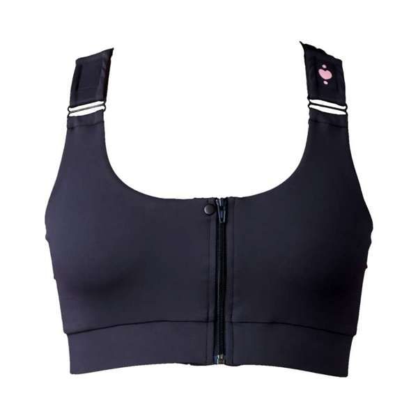 Heart & Core Shirl Post Surgical Bra, Black - Super Queen Size