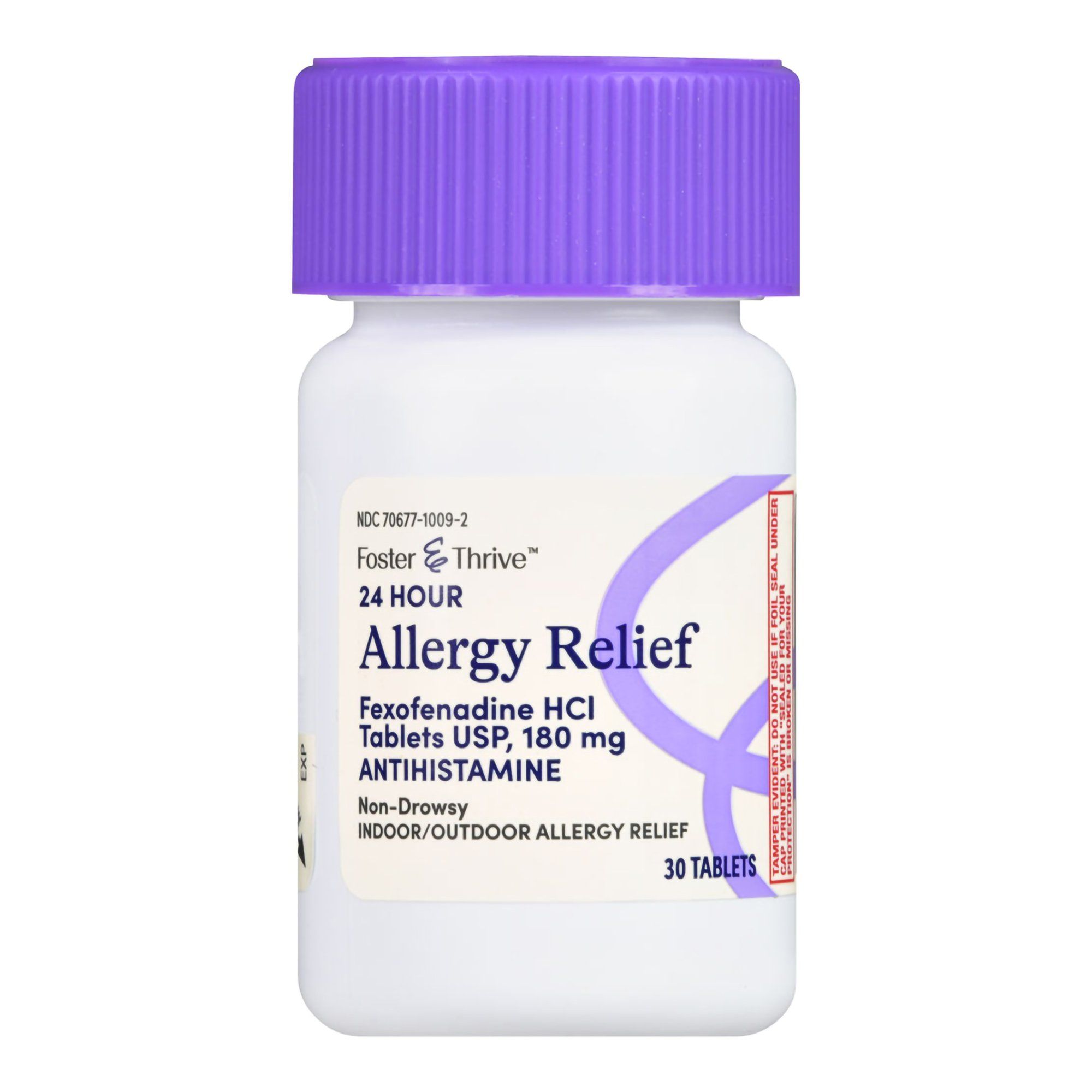 Foster & Thrive 24 Hour Allergy Relief Fexofenadine HCl USP Tablets, 180 mg - 30 ct