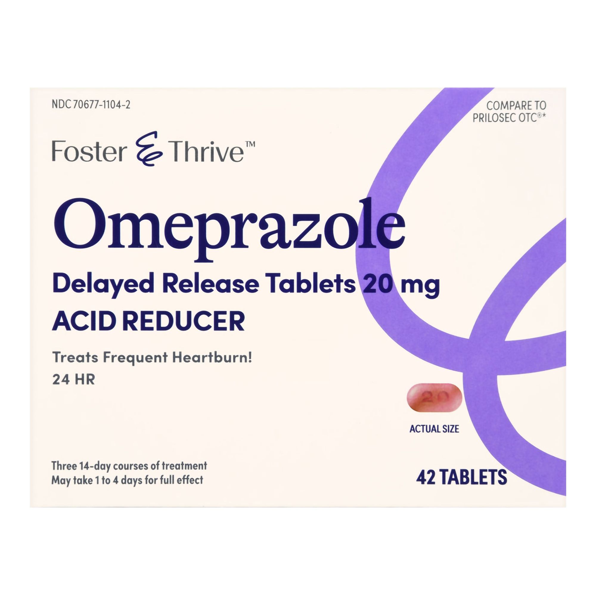 Foster & Thrive Omeprazole Delayed Release Acid Reducer Tablets, 20 mg - 42 ct