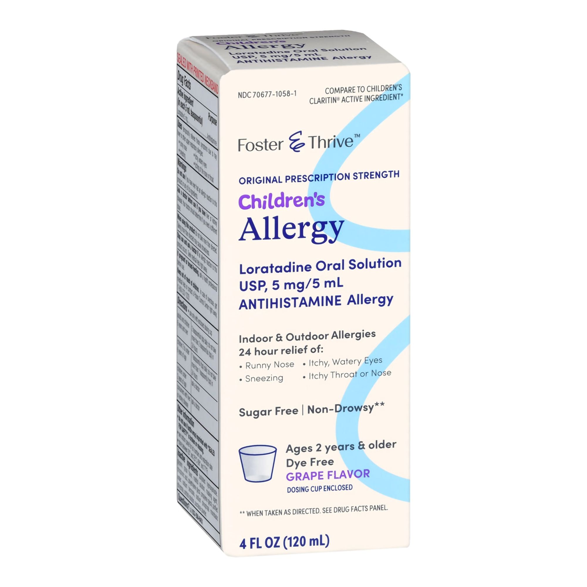 Foster & Thrive Children's Antihistamine Allergy Relief Dye Free Syrup, 5 mg, Grape  - 4 fl oz