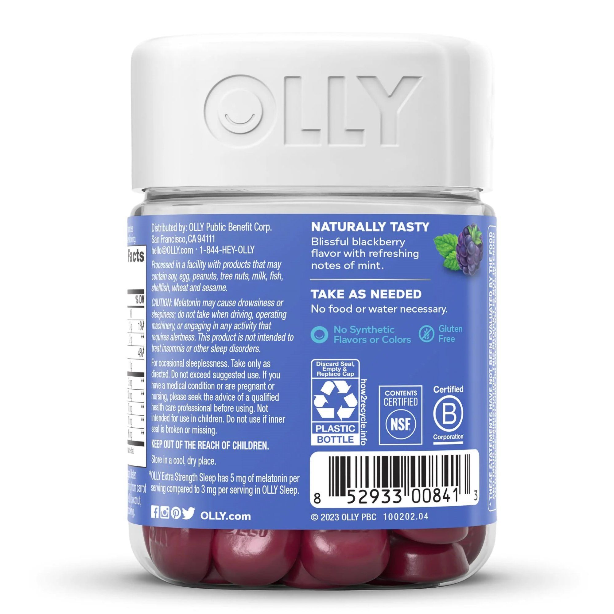 OLLY Extra Strength Sleep Gummies, Blackberry Mint - 50 ct