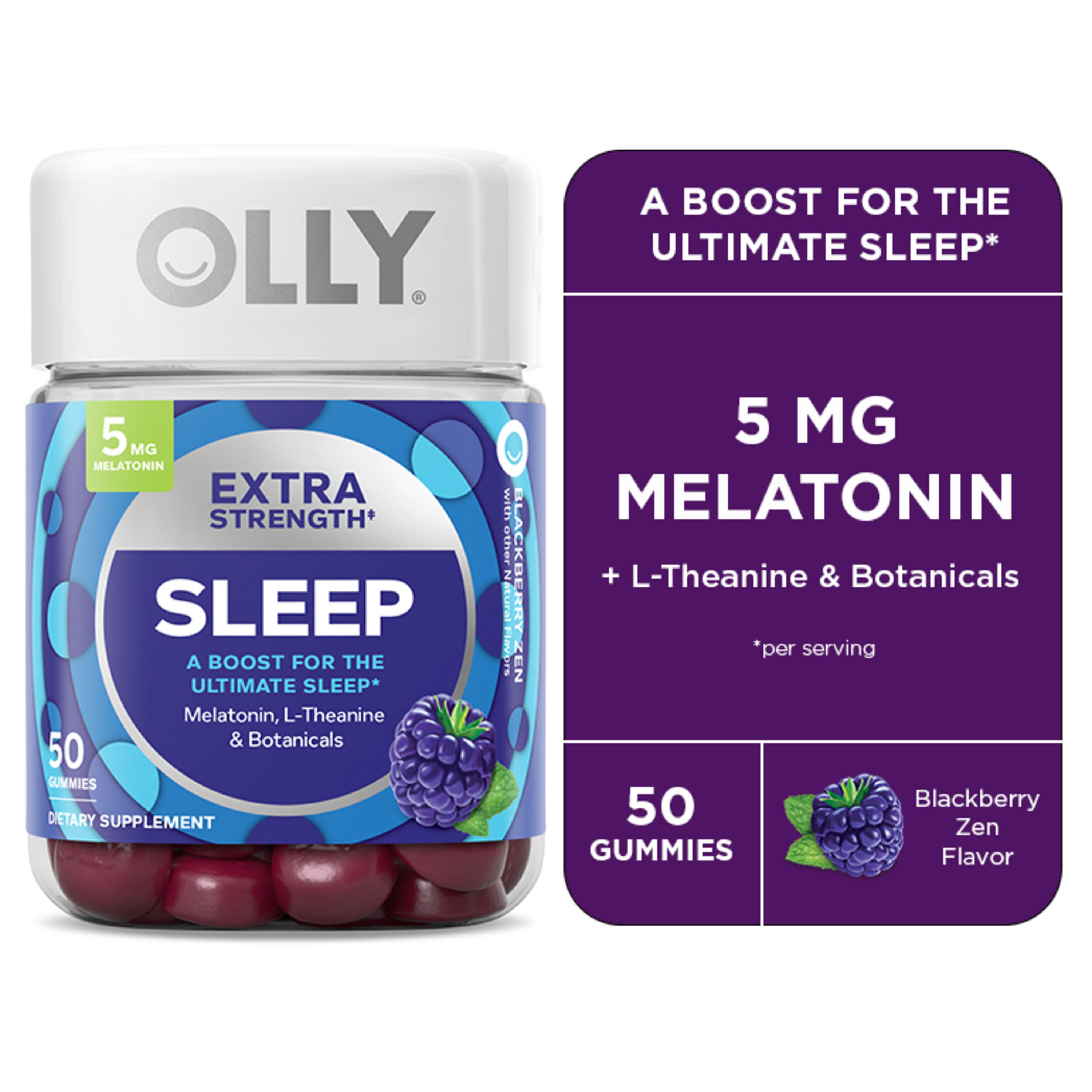 OLLY Extra Strength Sleep Gummies, Blackberry Mint - 50 ct