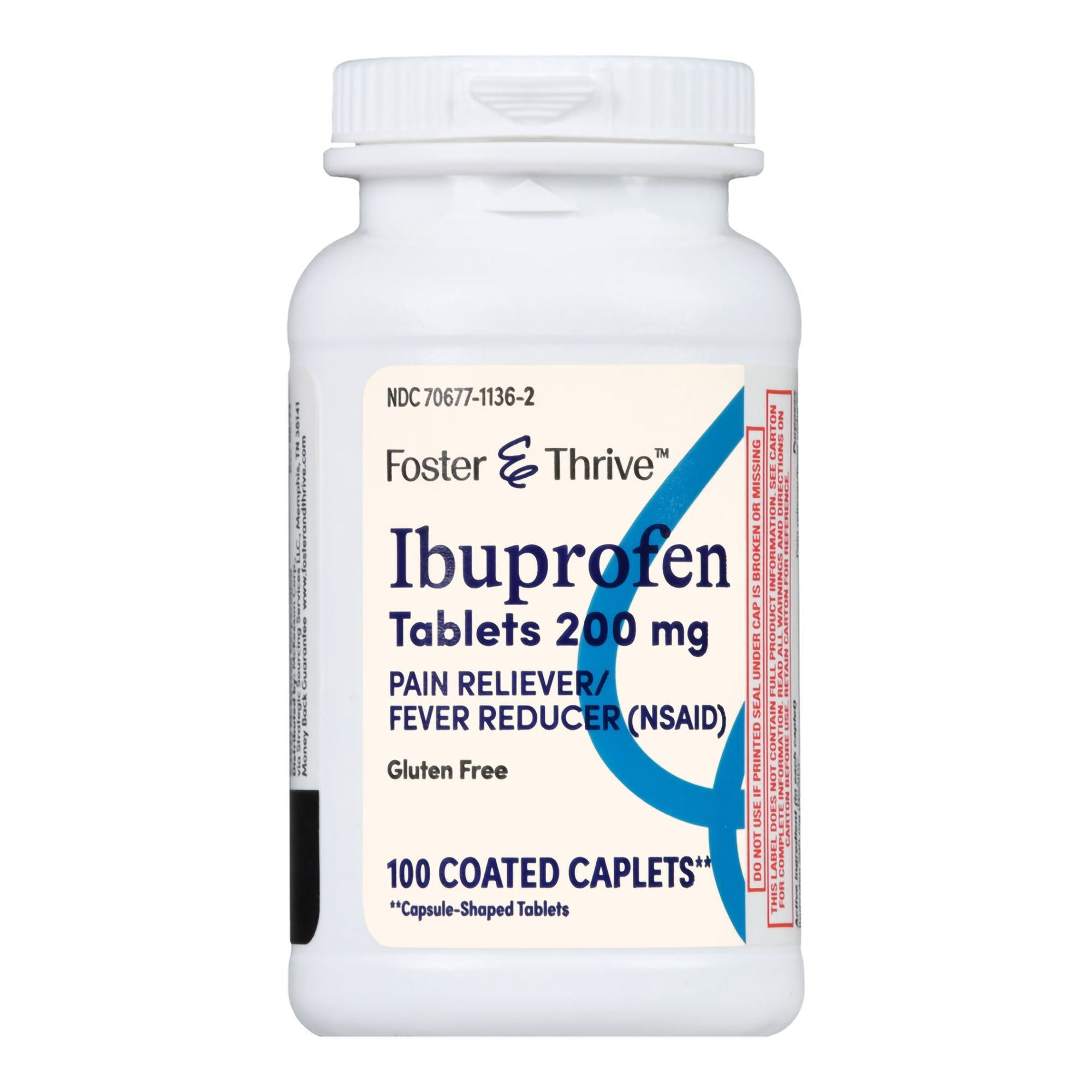 Foster & Thrive Ibuprofen Coated Caplets, 200 mg - 100 ct