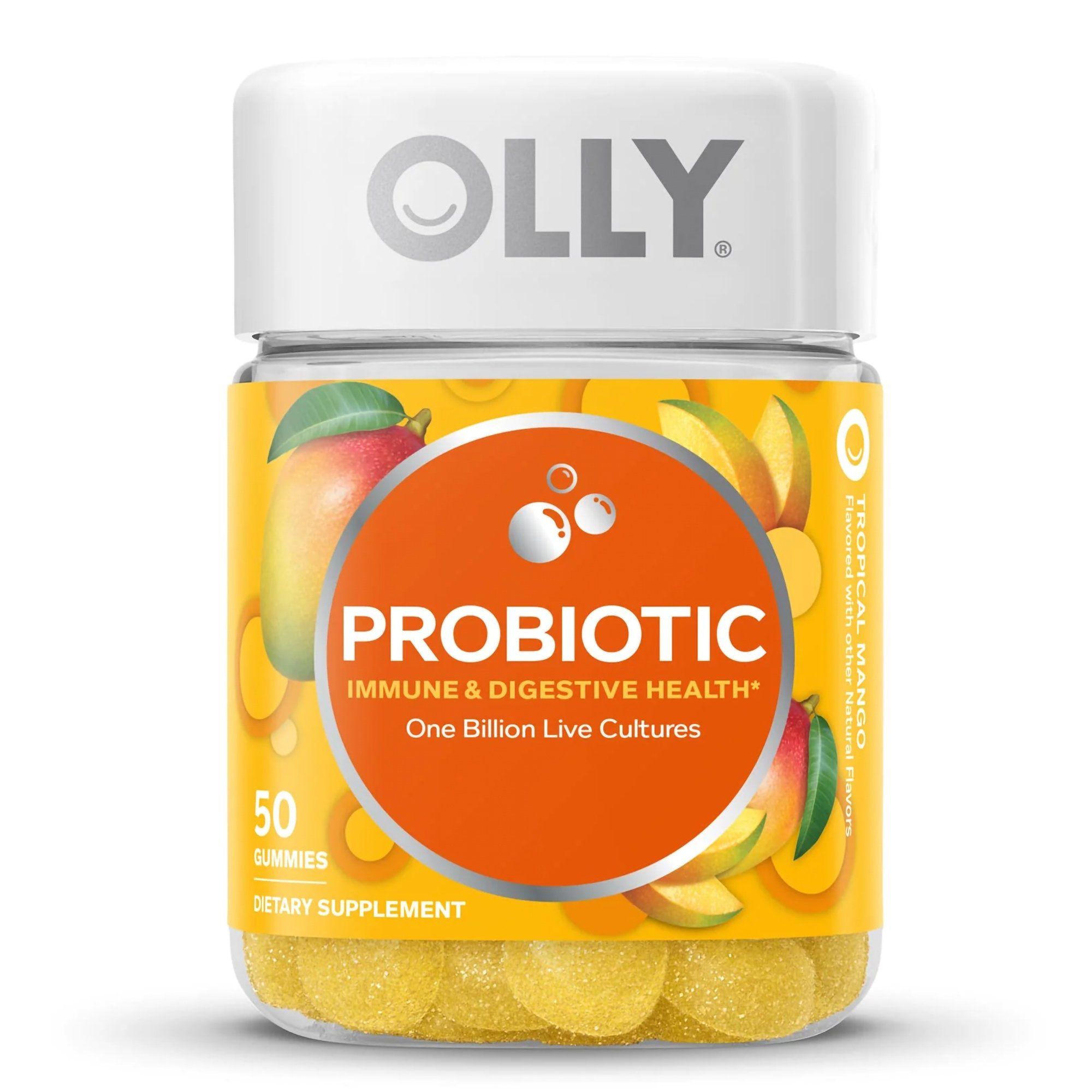 OLLY Probiotic Gummy, Immune & Digestive Health, Mango - 50 ct