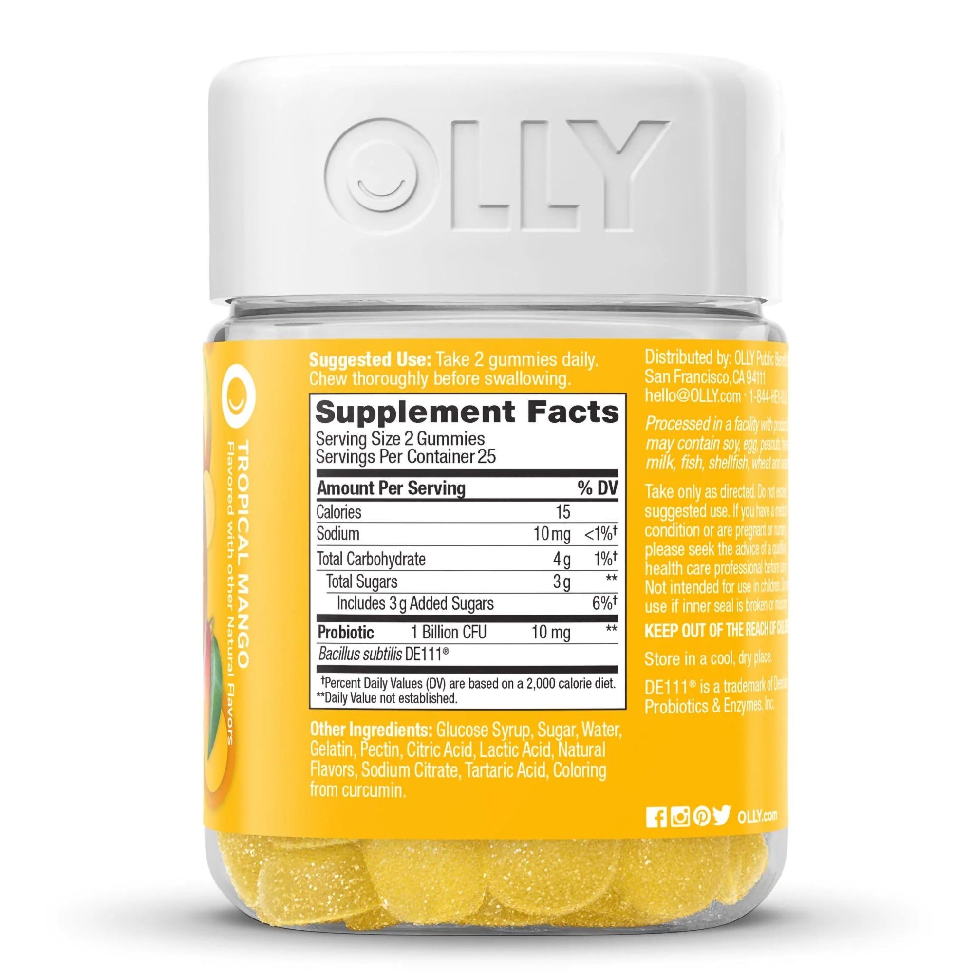 OLLY Probiotic Gummy, Immune & Digestive Health, Mango - 50 ct