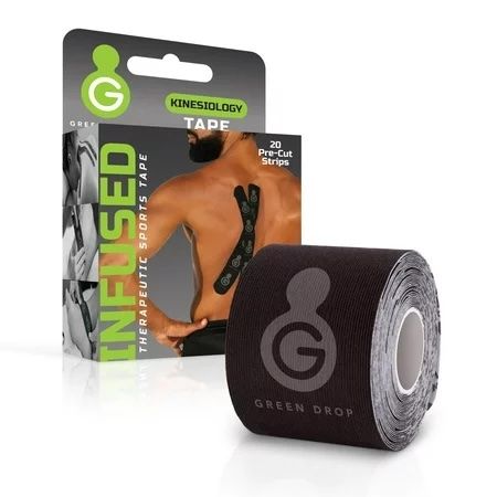 Green Drop Pre Cut Kinesiology Tape - Black