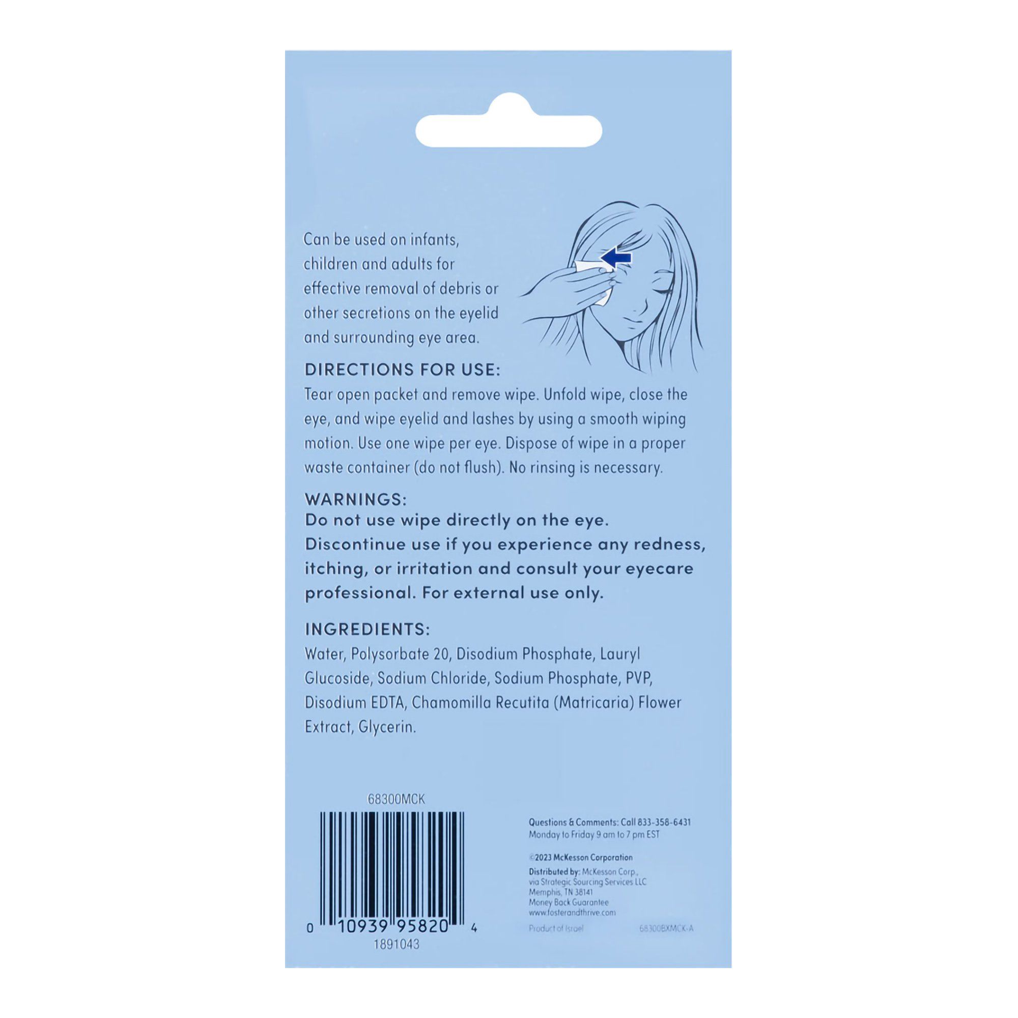 Foster & Thrive Rinse Free Eyelid Cleanser Wipe - 30 ct