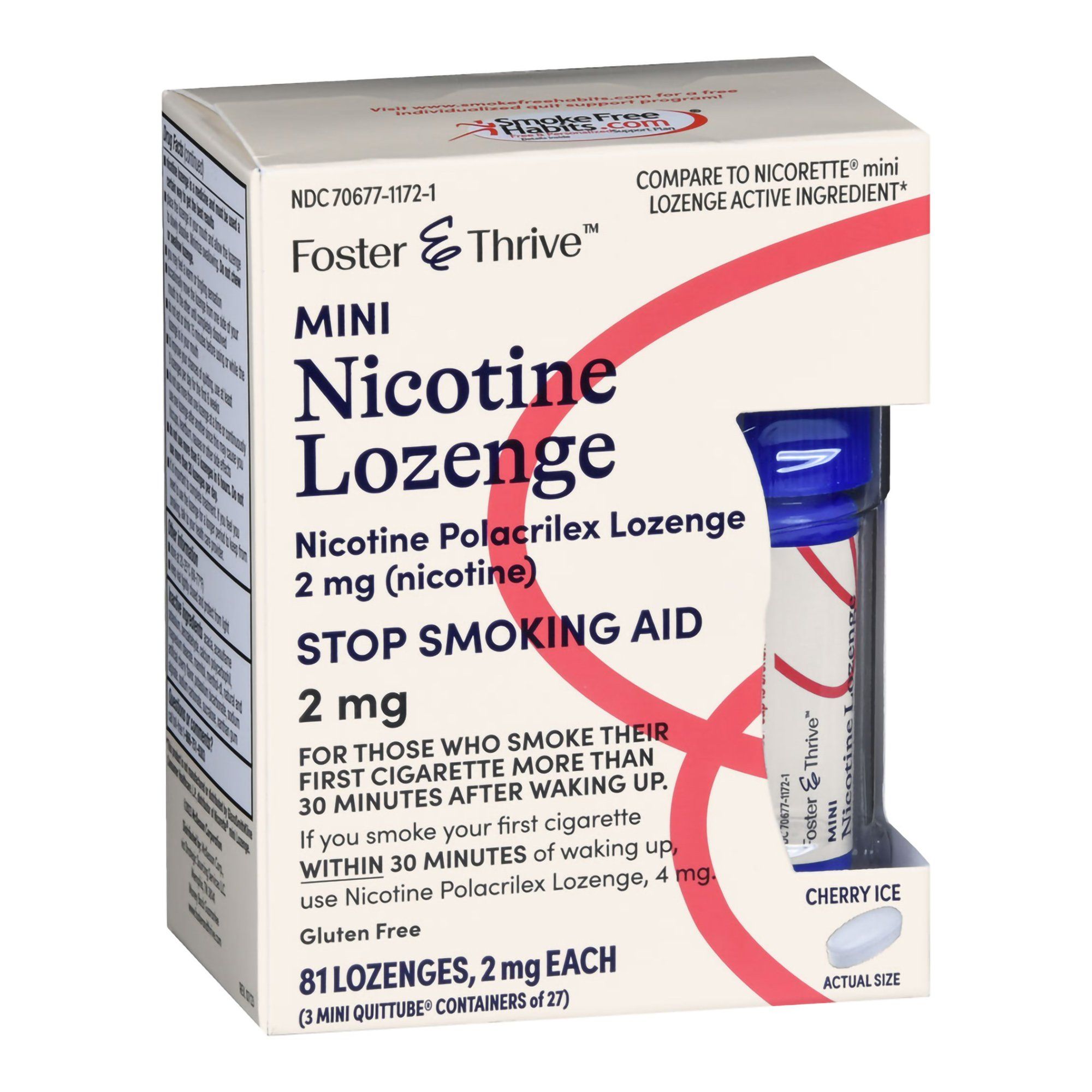 Foster & Thrive Stop Smoking Aid Mini Nicotine Lozenge, 2 mg, Cherry Ice - 81 ct