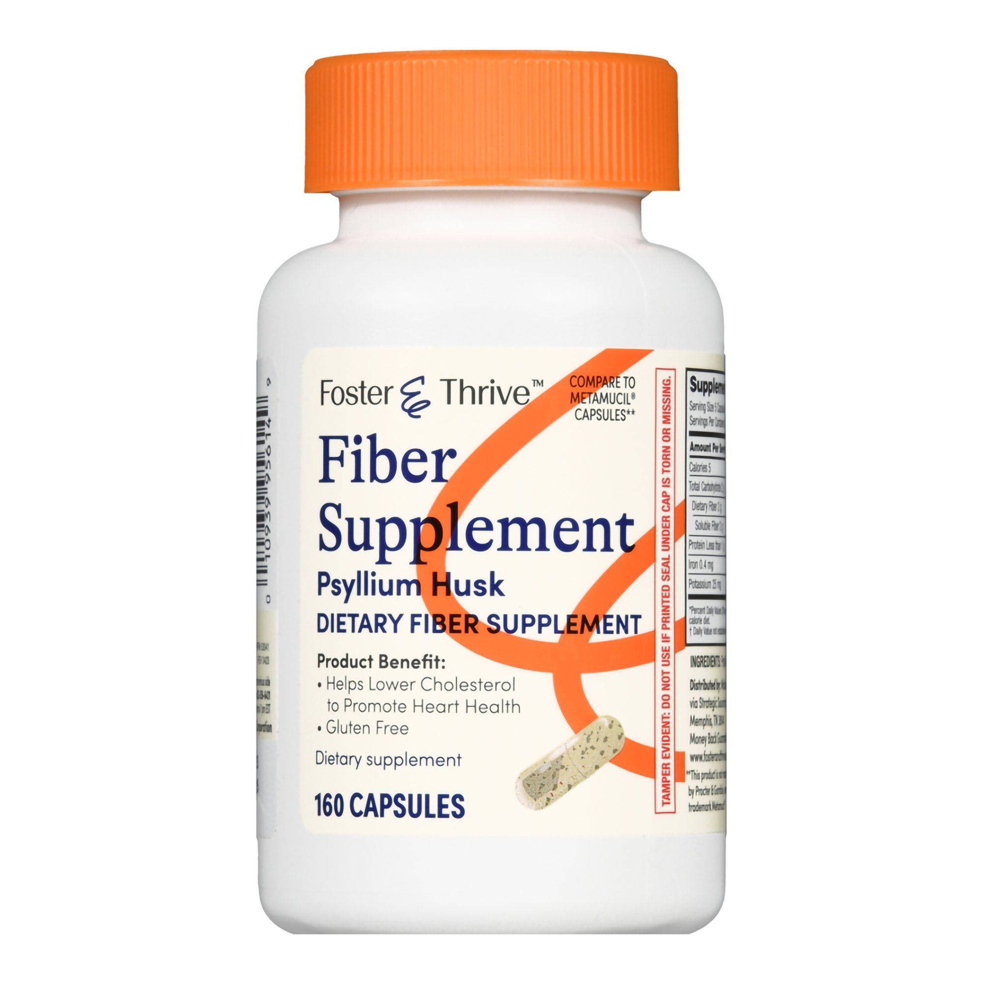 Foster & Thrive Fiber Supplement Psyllium Husk Capsules - 160 ct