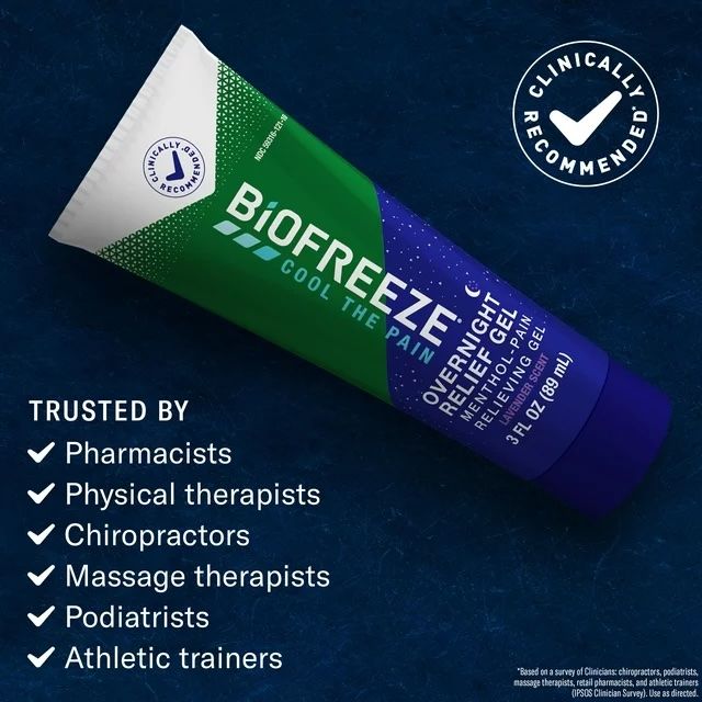 Biofreeze Menthol Overnight Pain Relieving Gel, Lavender Scent - 3 fl oz