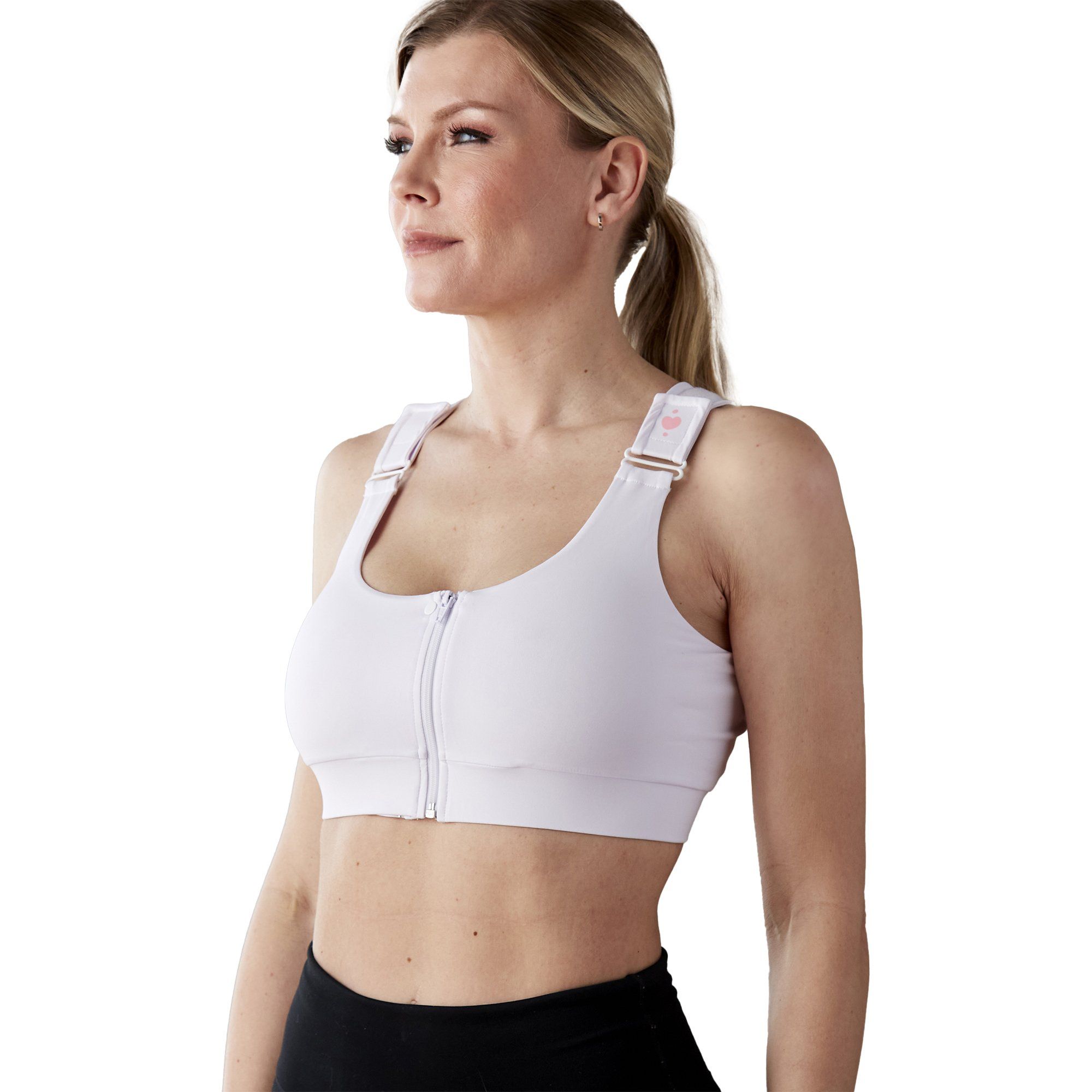 Heart & Core Shirl Post Surgical Bra, White - Super Queen