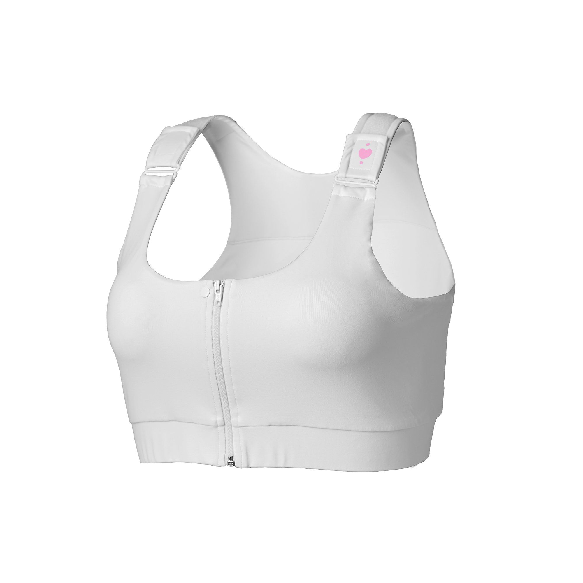 Heart & Core Shirl Post Surgical Bra, White - Small