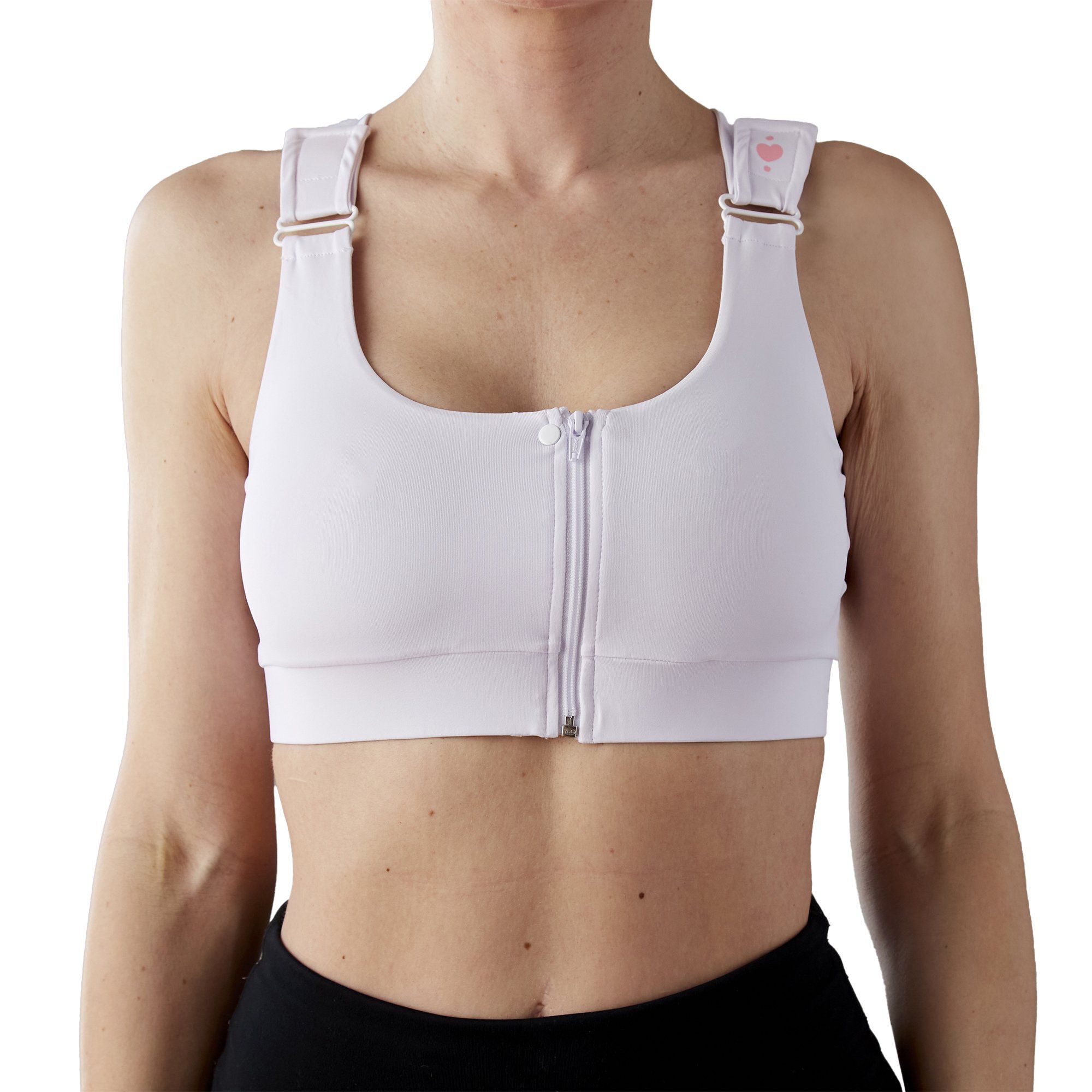 Heart & Core Shirl Post Surgical Bra, White - Super Queen