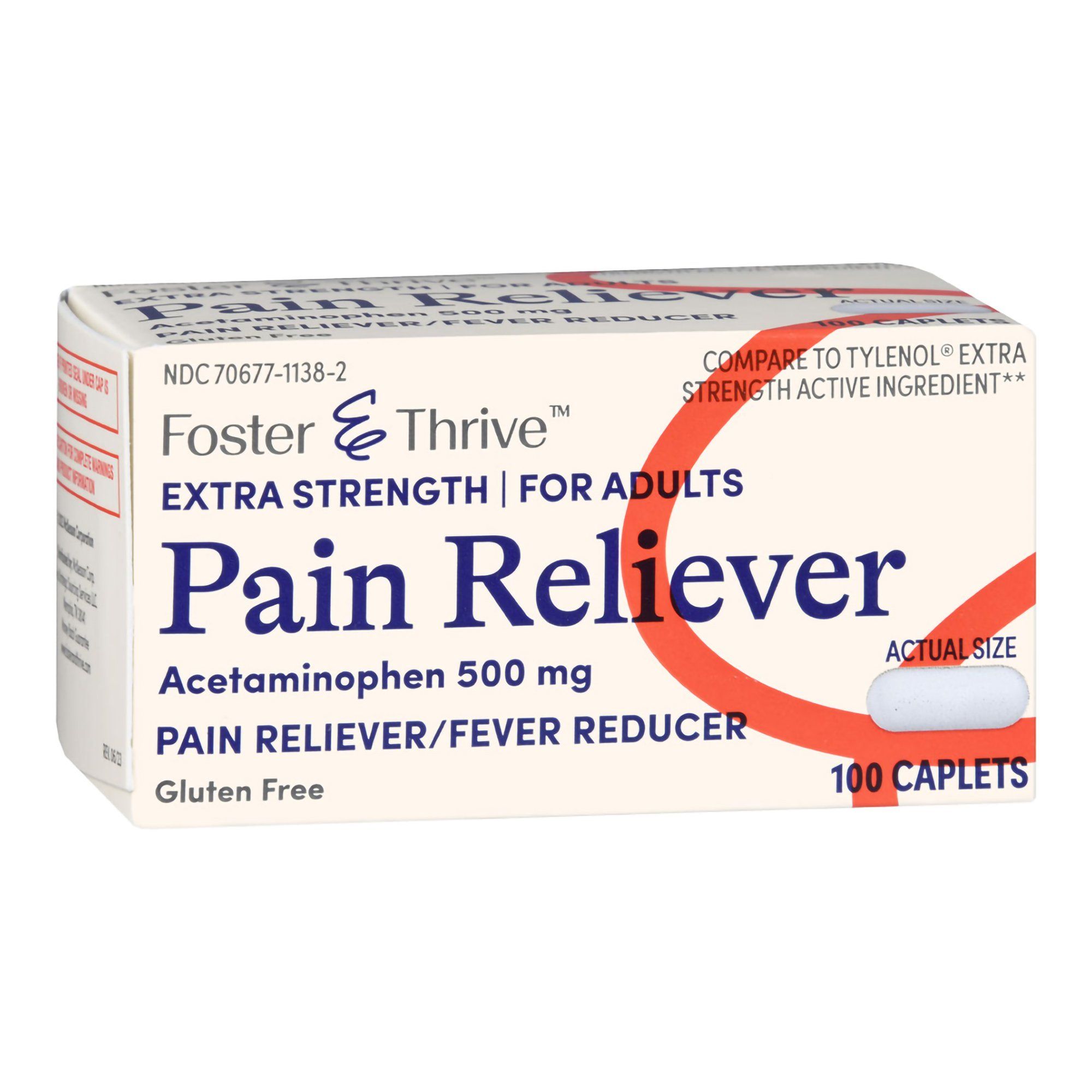 Foster & Thrive Extra Strength Pain Reliever Acetaminophen Caplets,  500 mg -  100 ct