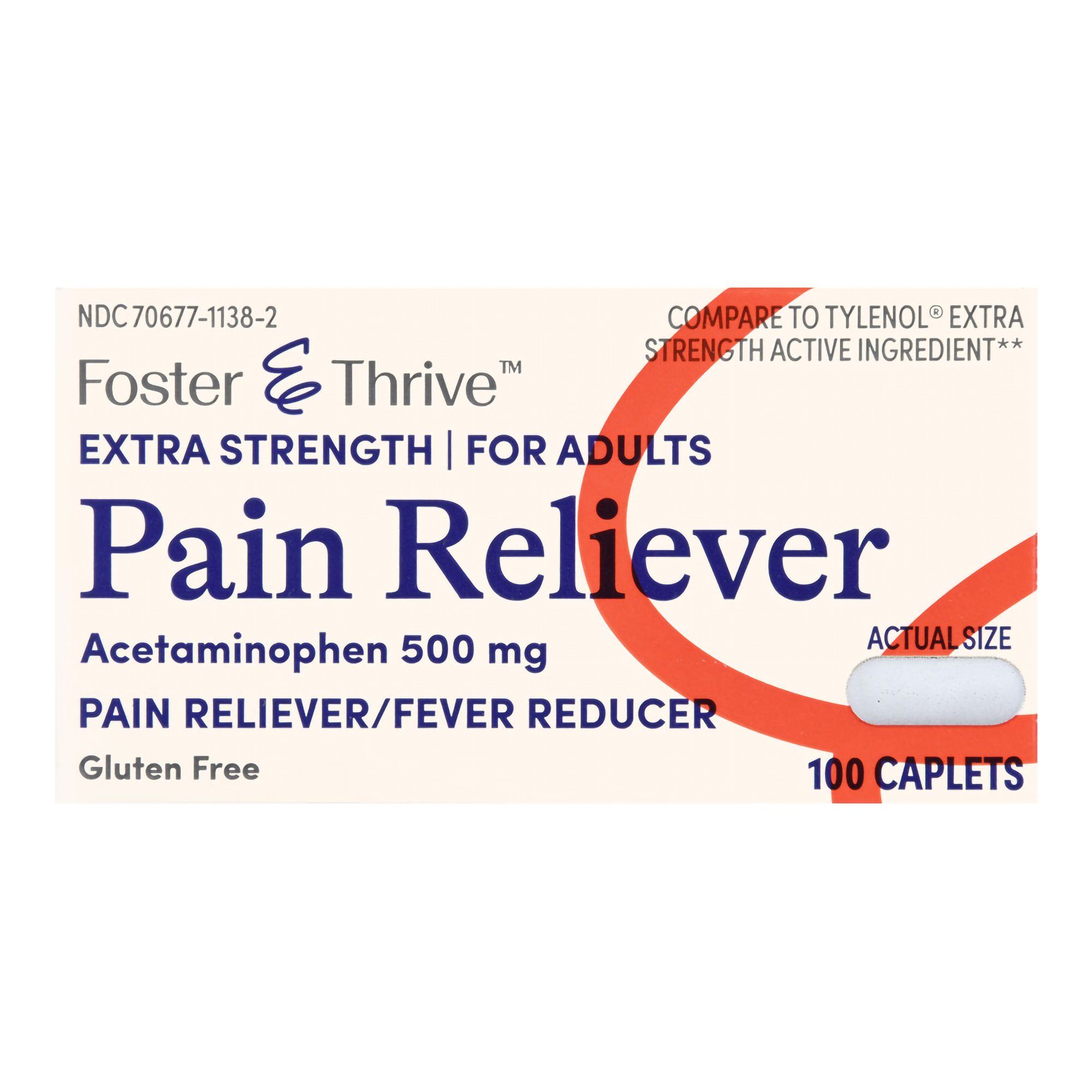 Foster & Thrive Extra Strength Pain Reliever Acetaminophen Caplets,  500 mg -  100 ct