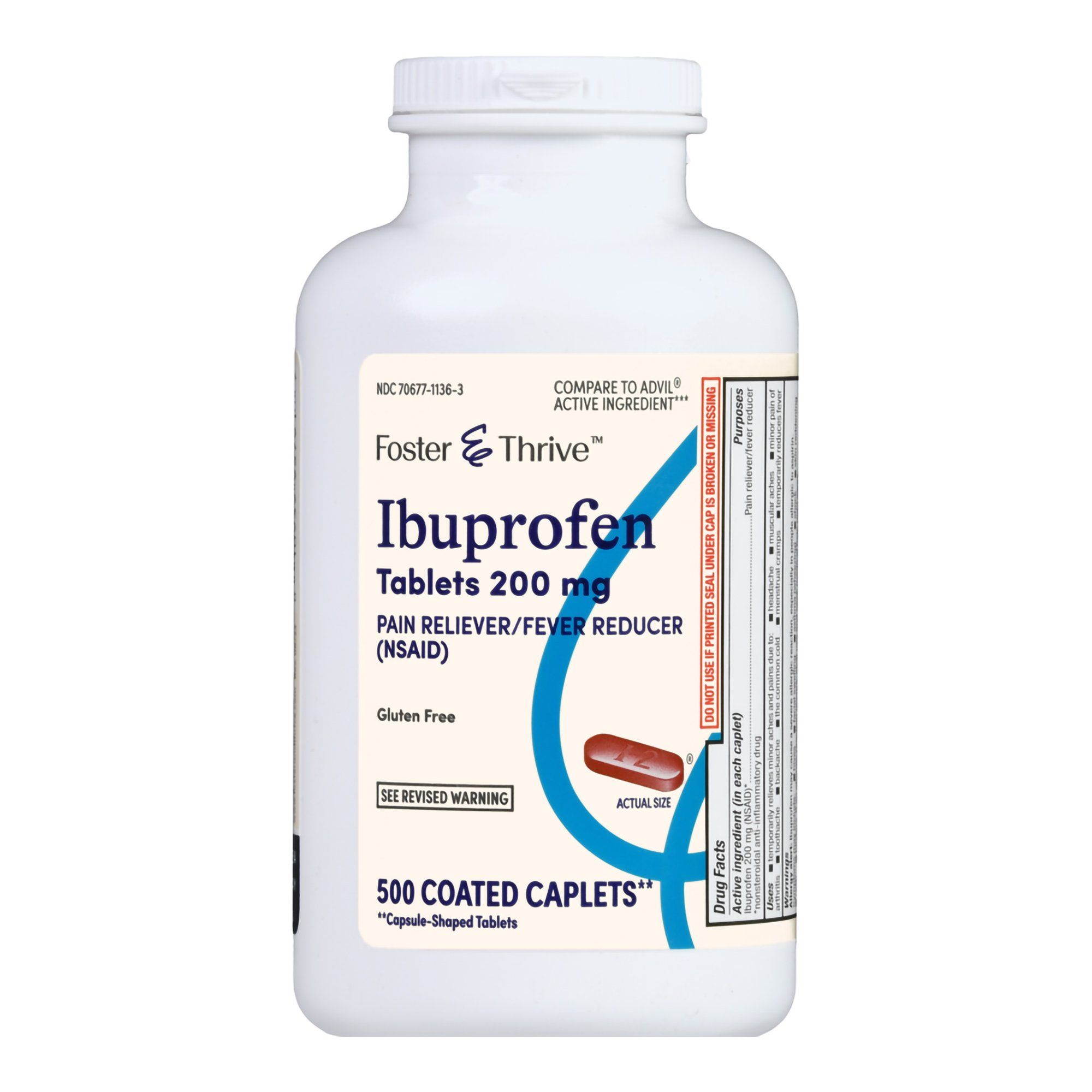 Foster & Thrive Ibuprofen Coated Caplets, 200 mg - 500 ct