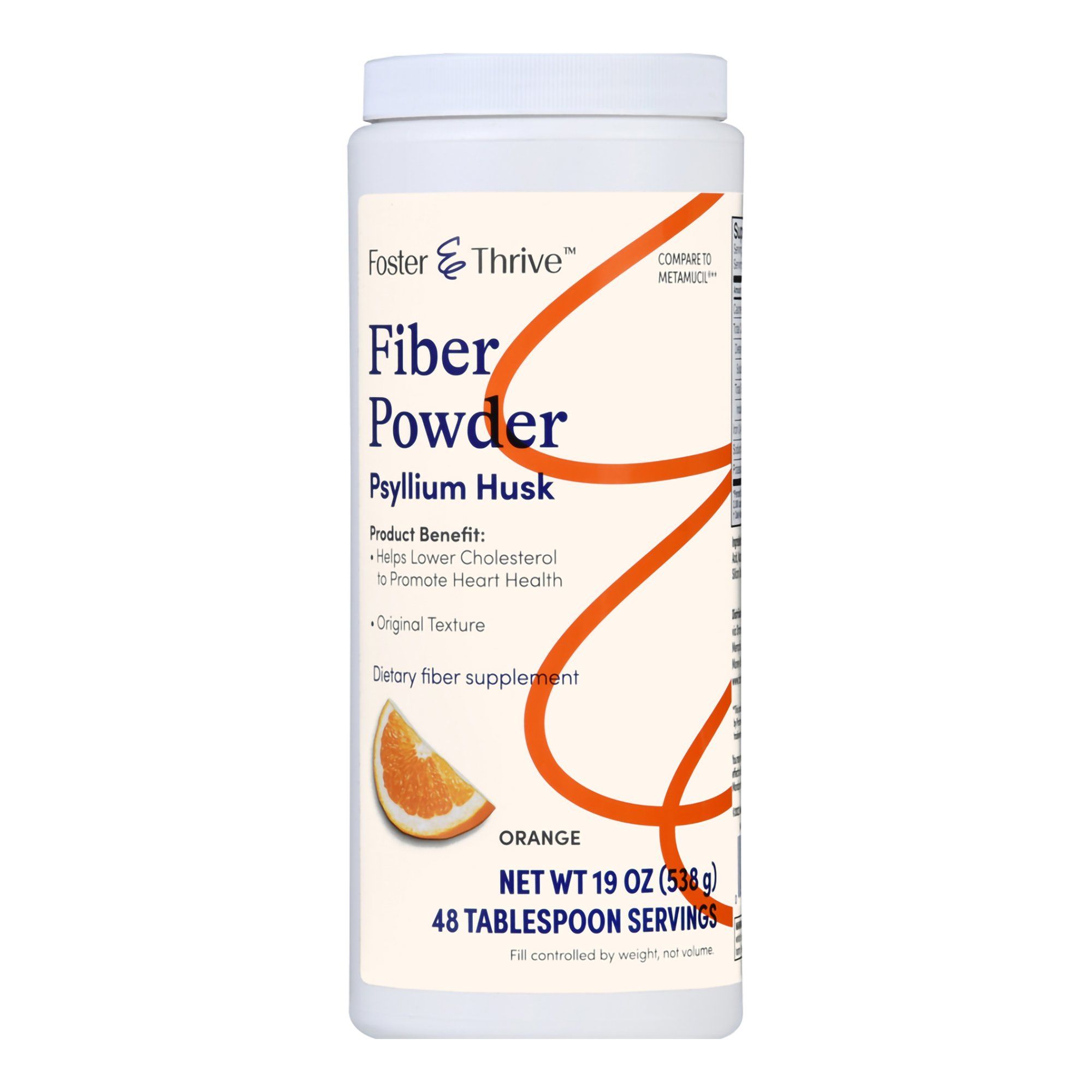 Foster & Thrive Fiber Powder, Original Texture, Orange - 19 oz