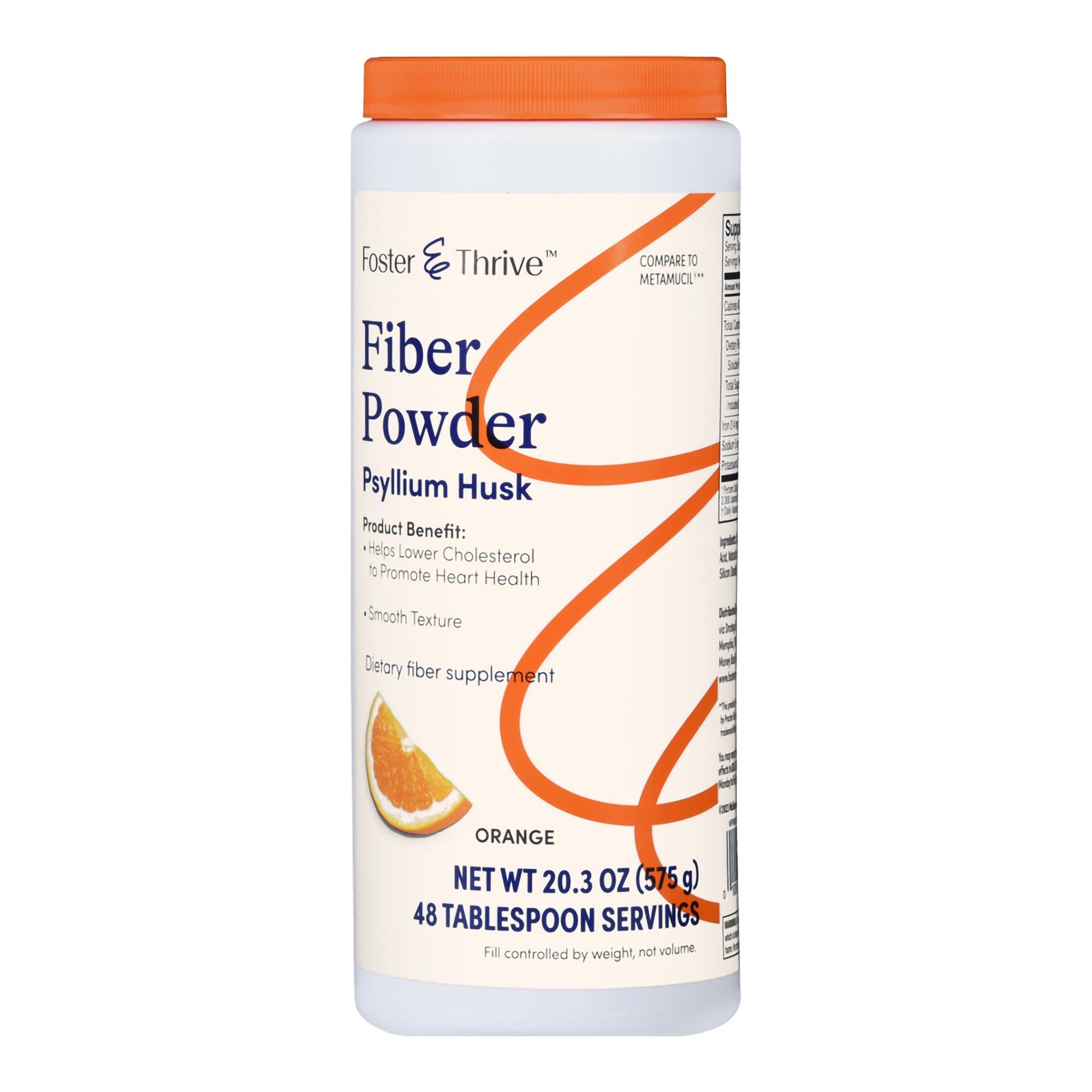 Foster & Thrive Fiber Powder, Smooth Texture, Orange - 20.3 oz