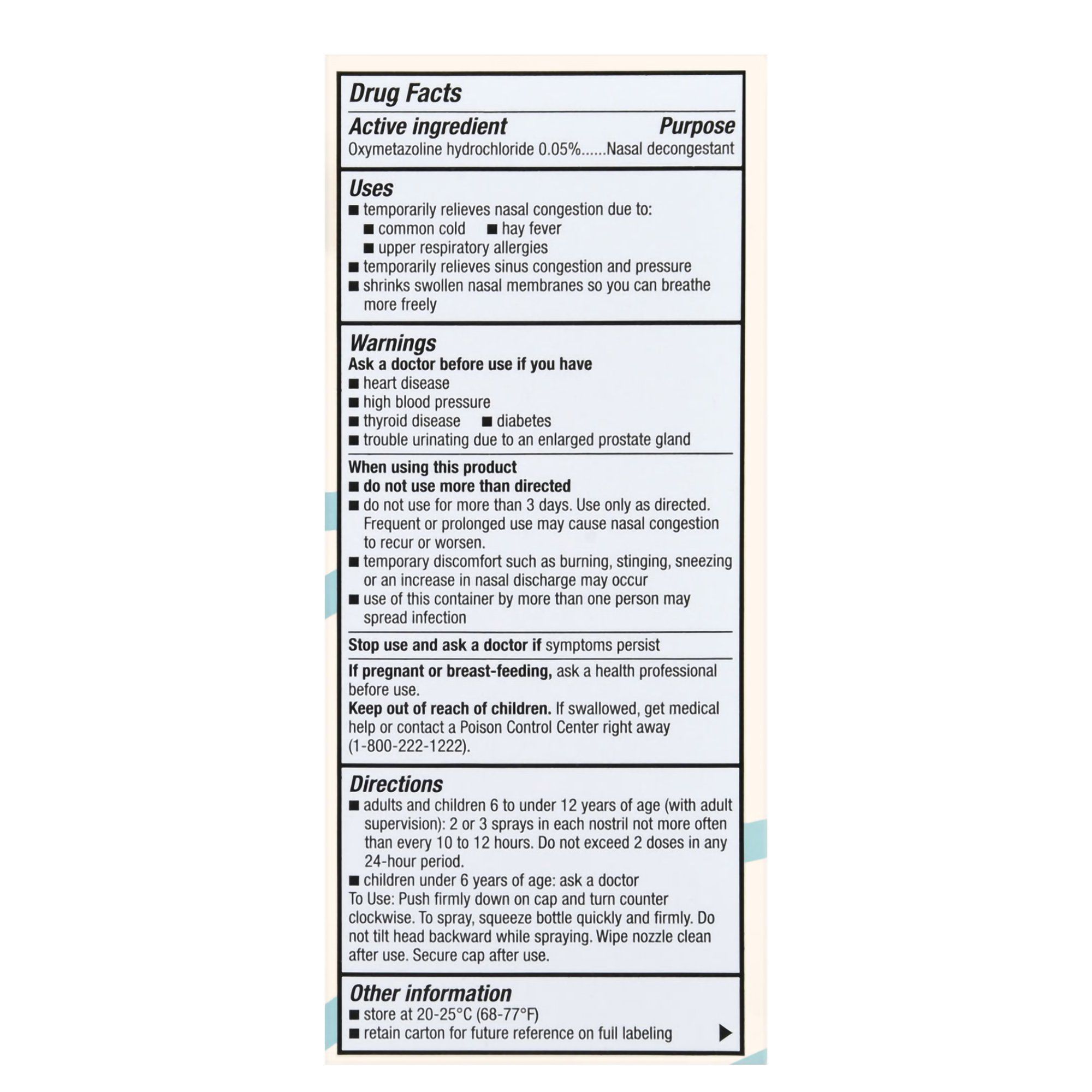 Foster & Thrive Oxymetazoline Hydrochloride 0.05% Allergy Sinus Nasal Spray - 1 fl oz