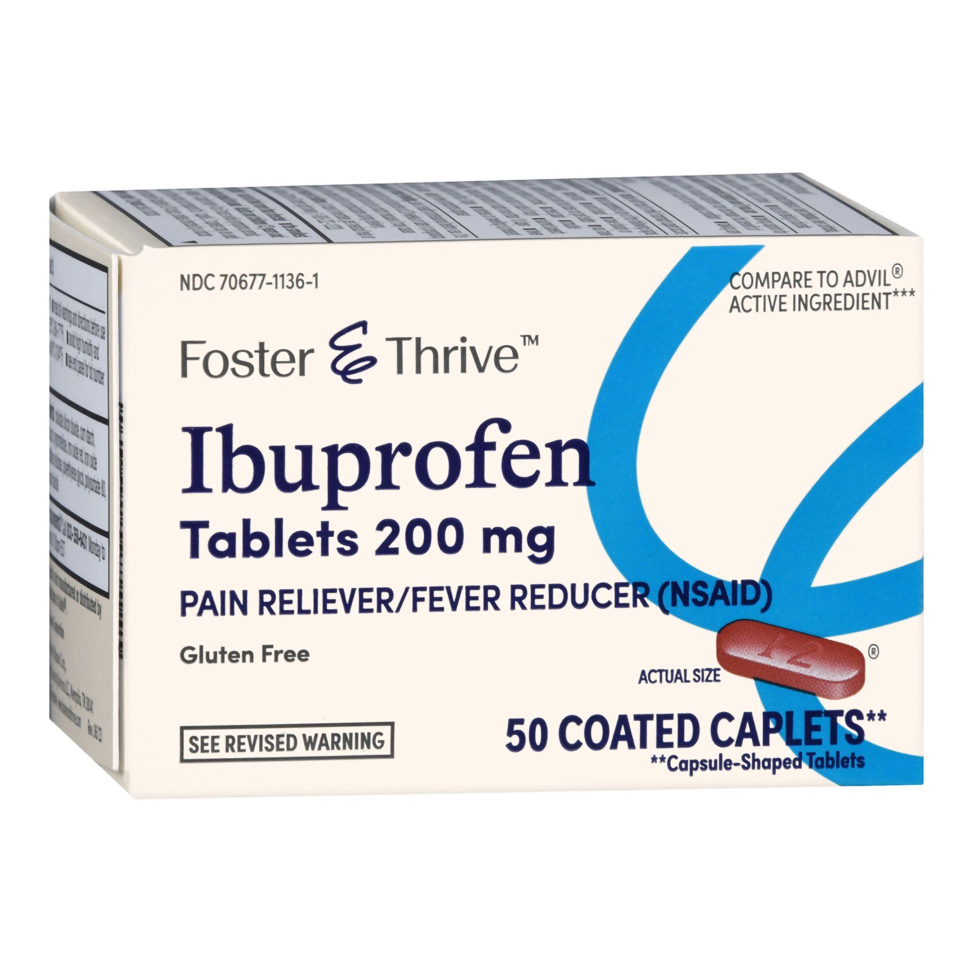 Foster & Thrive Ibuprofen Coated Caplets, 200 mg - 50 ct