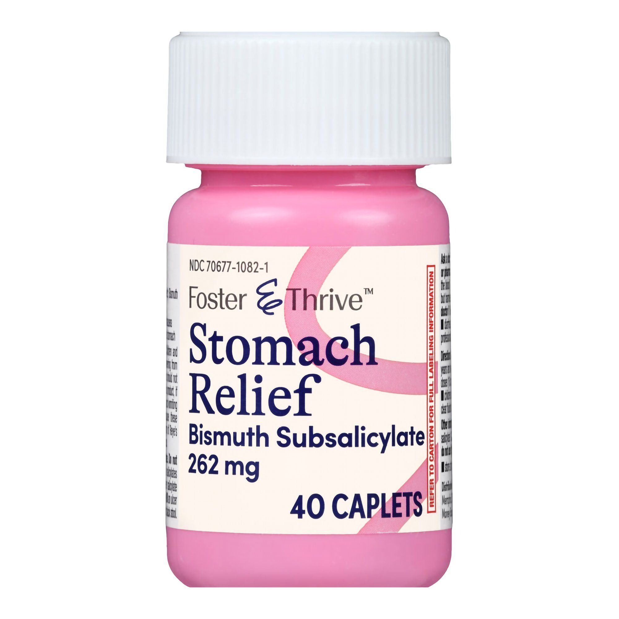 Foster & Thrive Stomach Relief Bismuth Subsalicylate Caplets, 262 mg - 40 ct