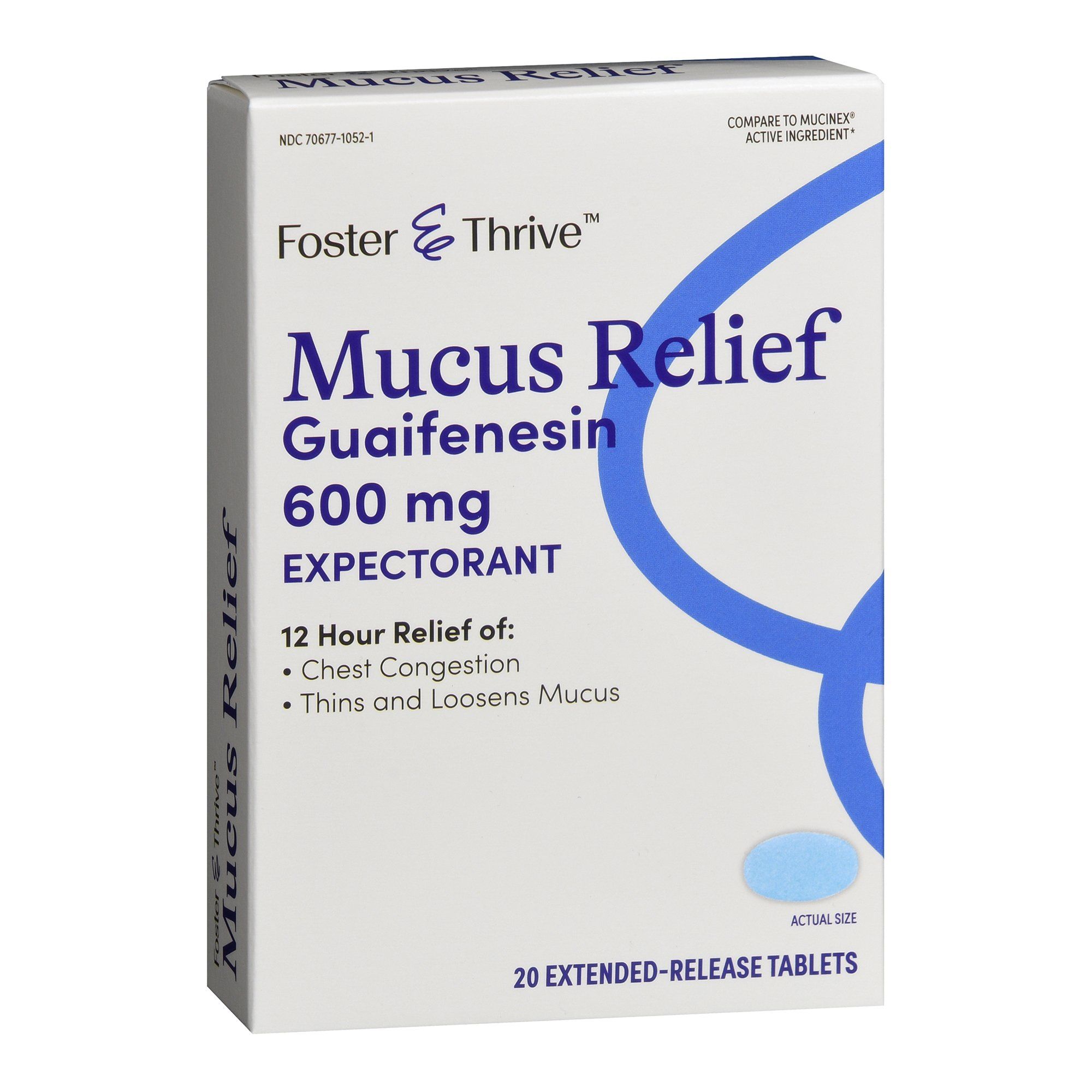 Foster & Thrive Mucus Relief Guaifenesin Extended-Release Tablets, 600 mg - 20 ct