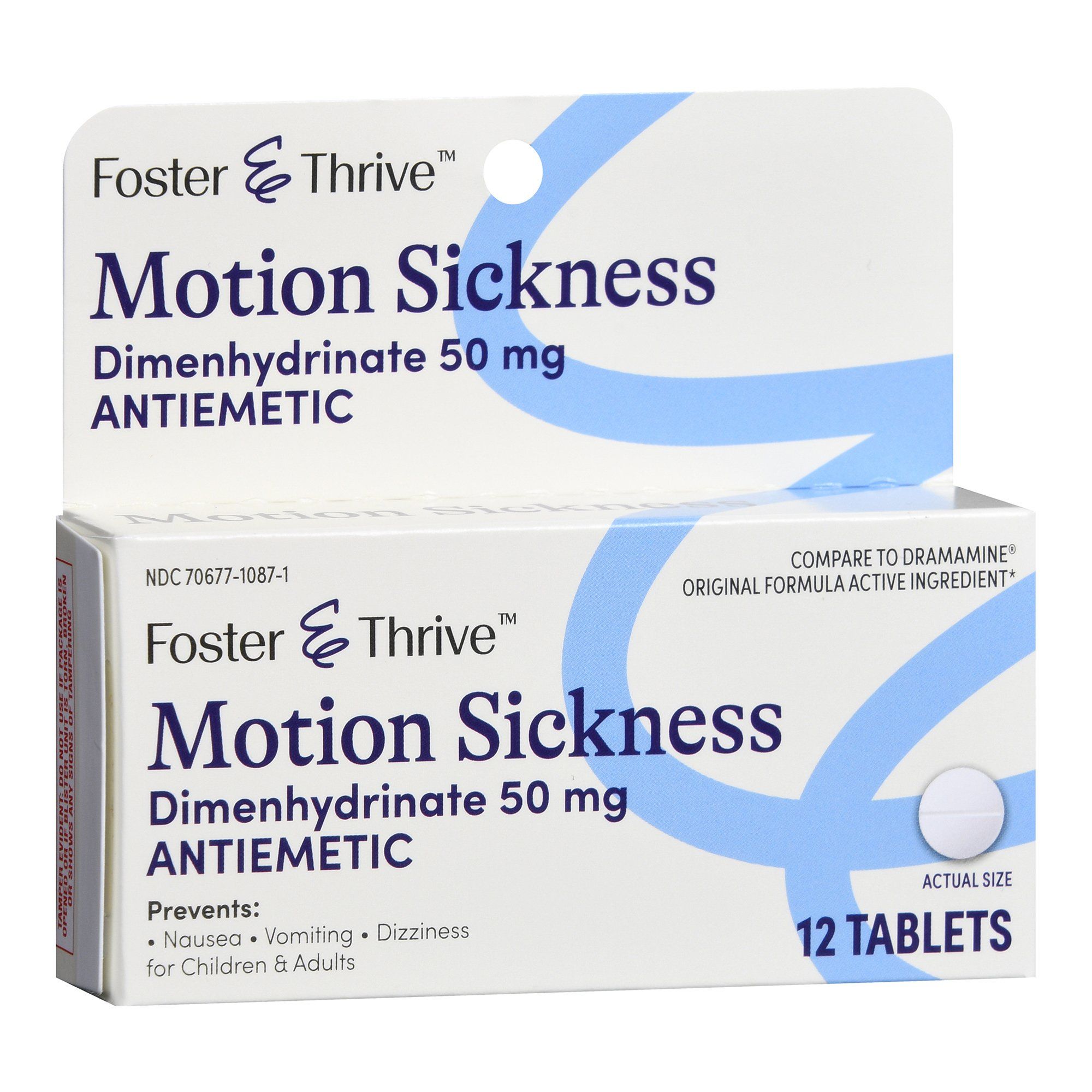 Foster & Thrive Motion Sickness Dimenhydrinate Tablets, 50 mg - 12 ct