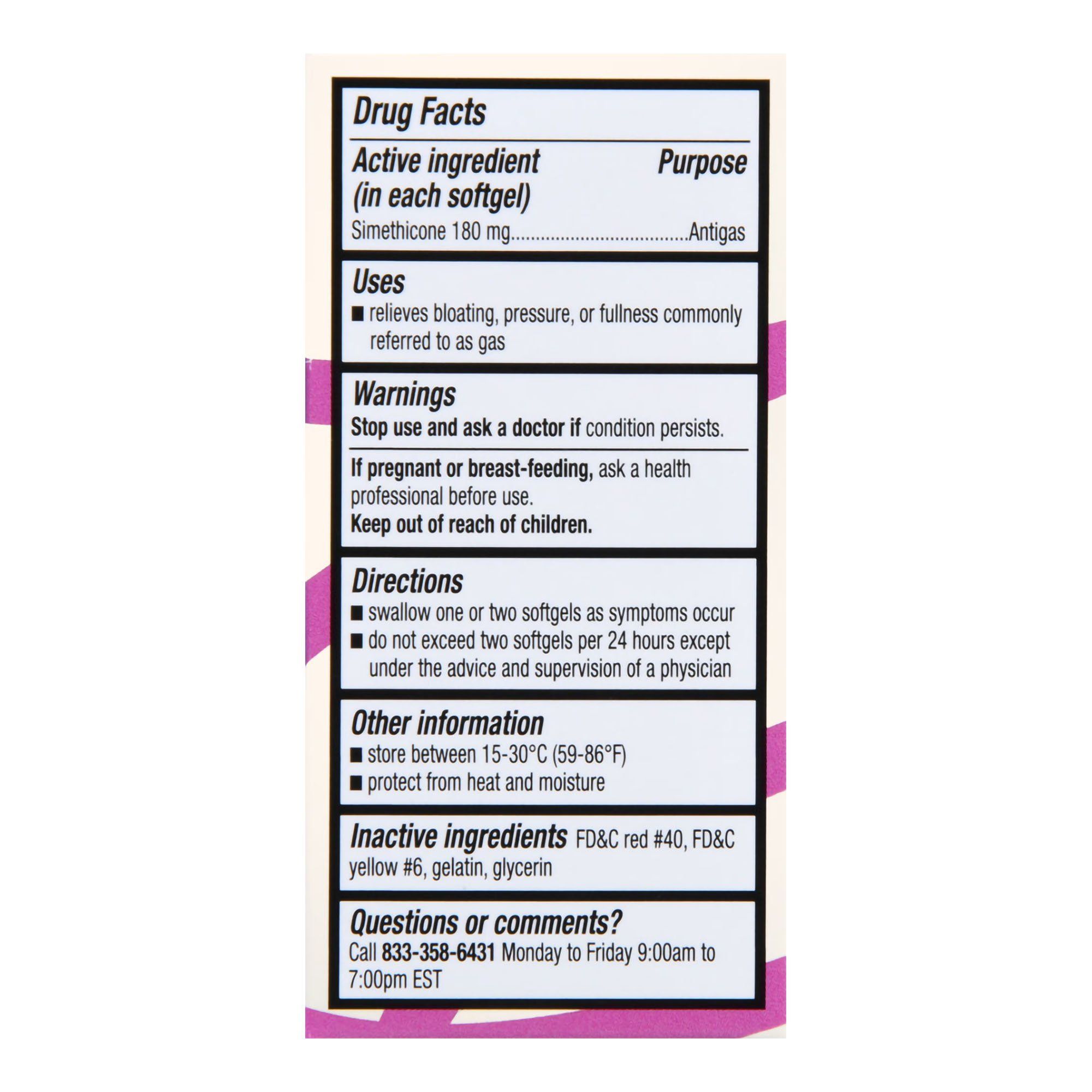 Foster & Thrive Ultra Strength Gas Relief Simethicone SoftGels, 180 mg - 60 ct