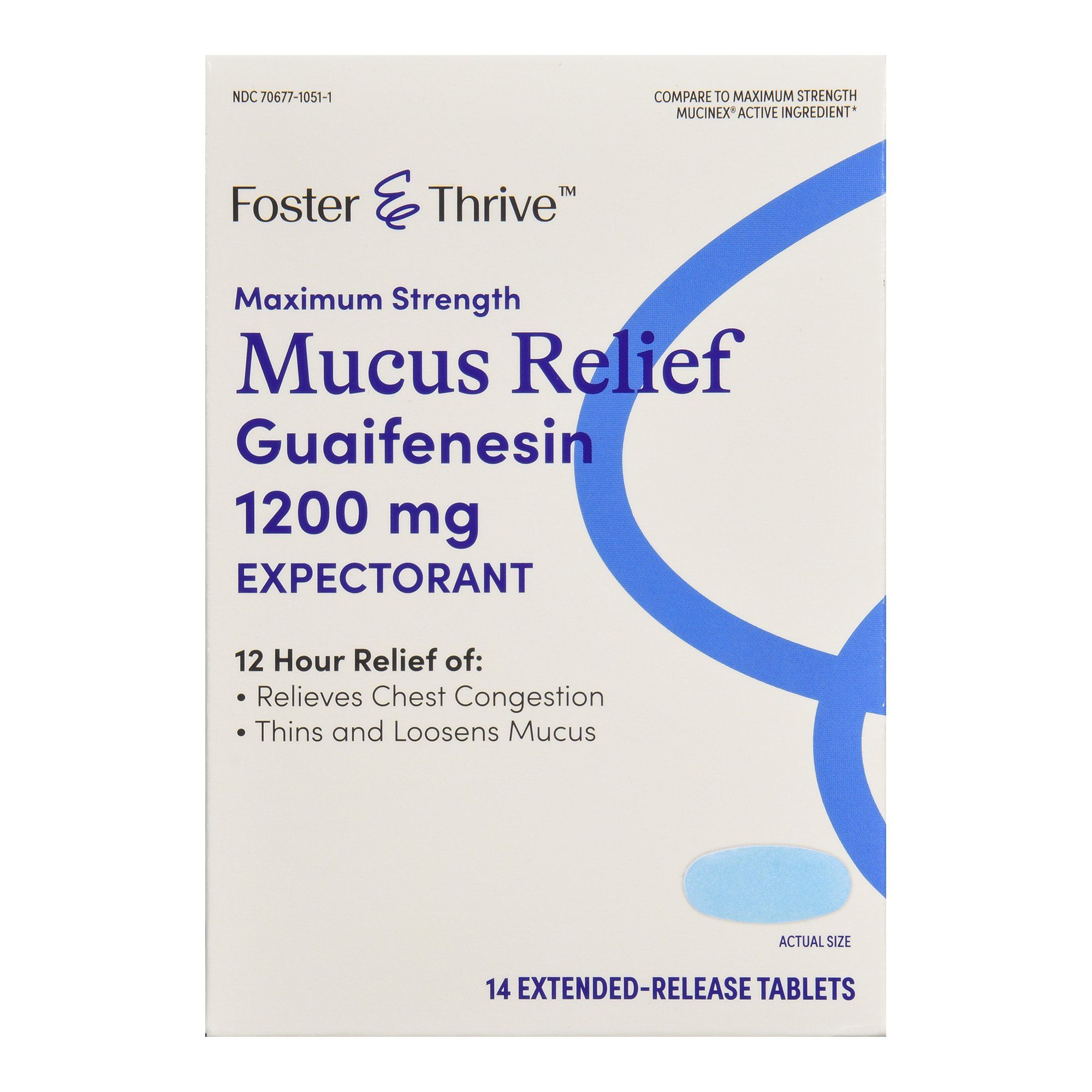 Foster & Thrive Maximum Strength Mucus Relief Guaifenesin Extended-Release Tablets, 1200 mg - 14 ct