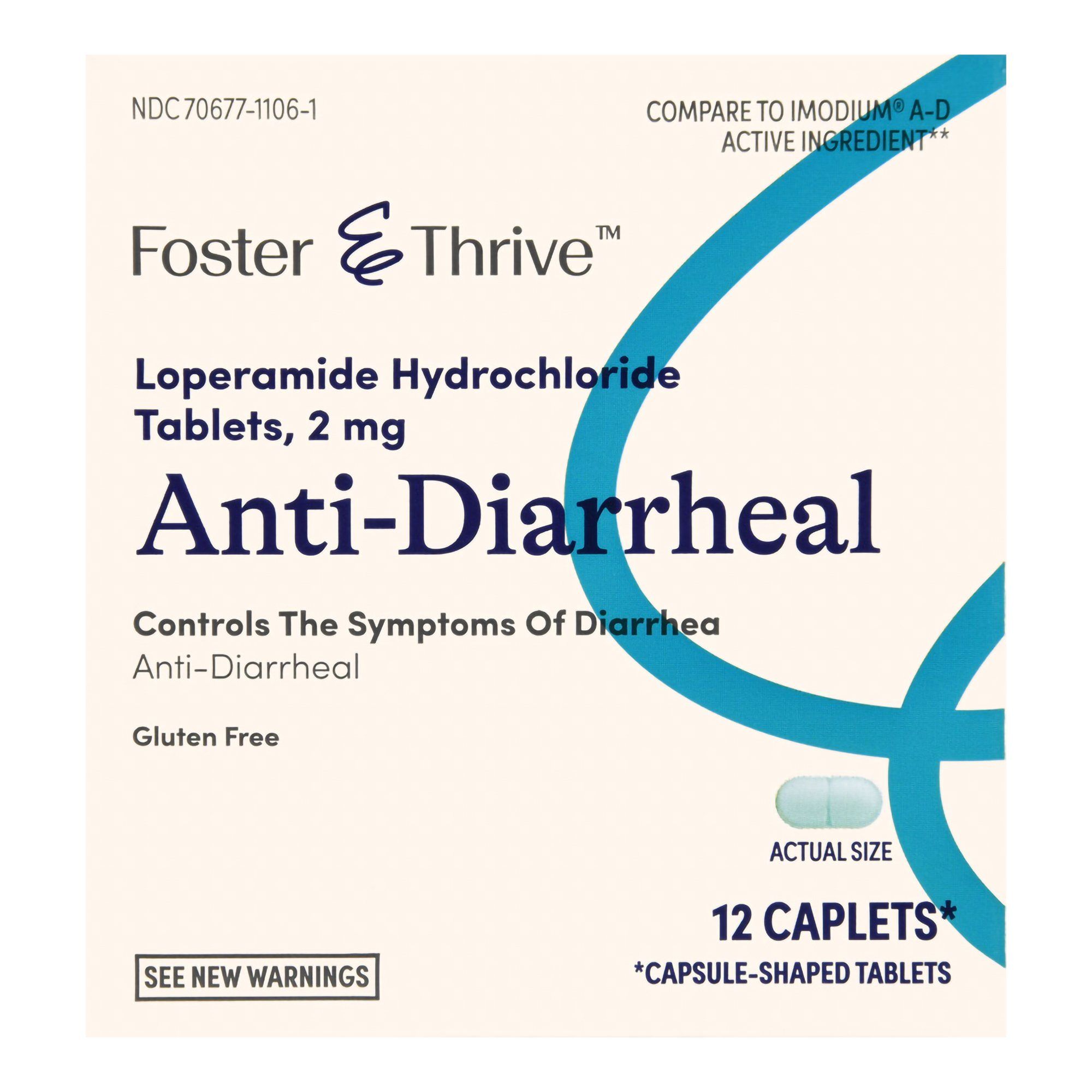 Foster & Thrive Anti-Diarrheal Loperamide HCl Caplets, 2 mg - 12 ct