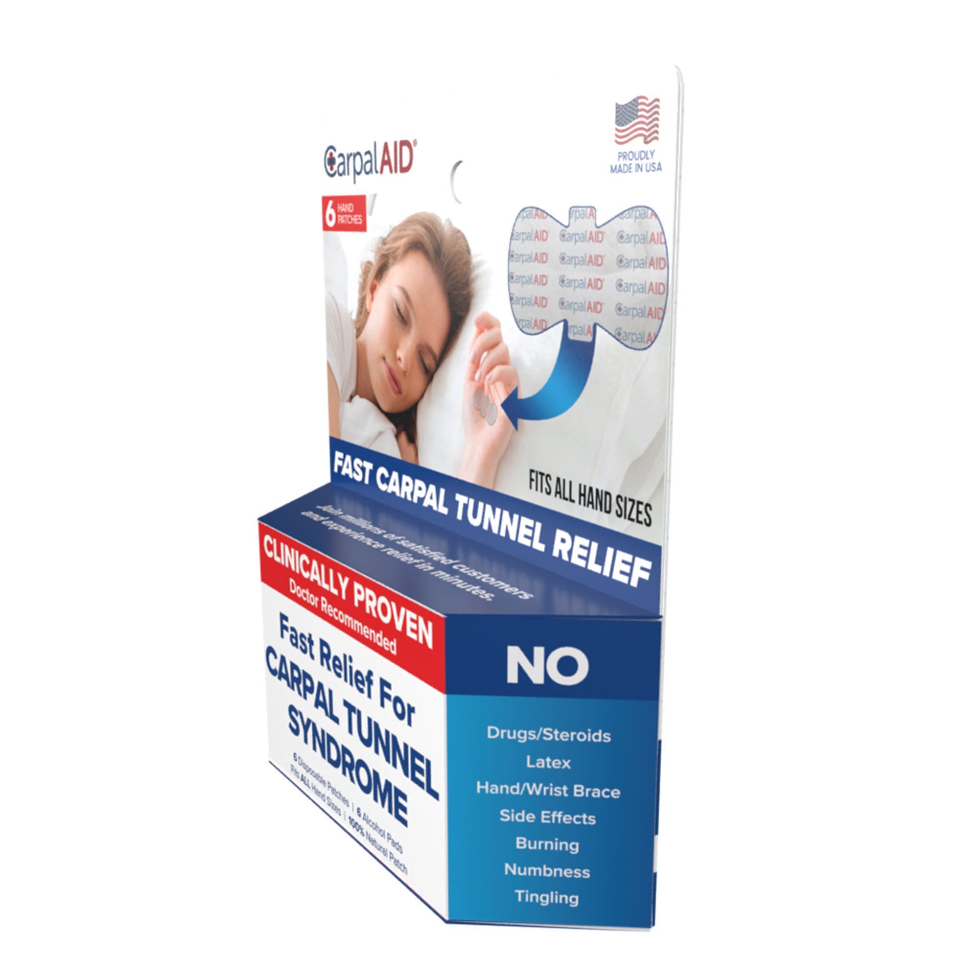 Carpal AID Clear Adhesive Hand-Based Carpal Tunnel Support Patches, Universal -  One Size Fits Most - 6 ct