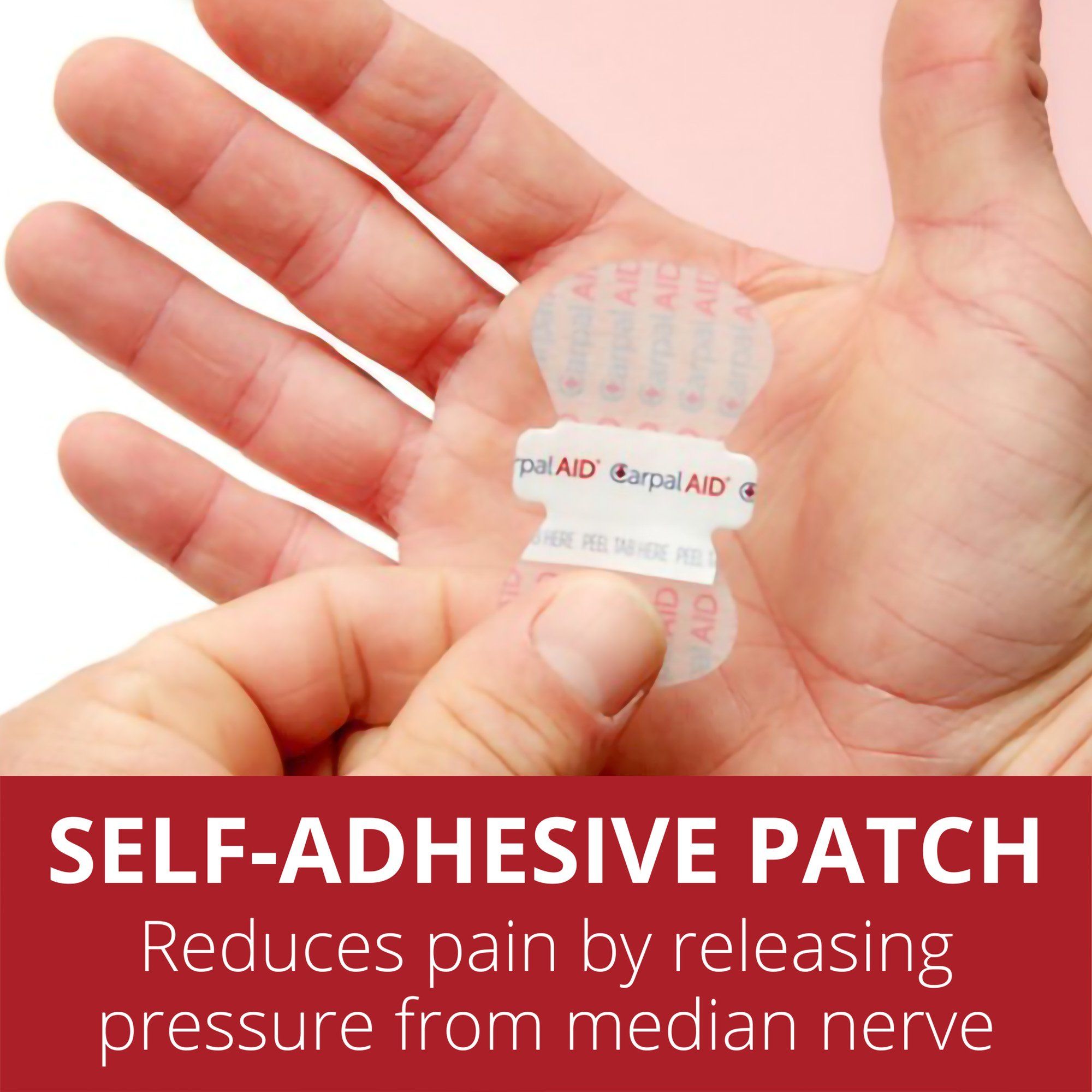 Carpal AID Clear Adhesive Hand-Based Carpal Tunnel Support Patches, Universal -  One Size Fits Most - 6 ct