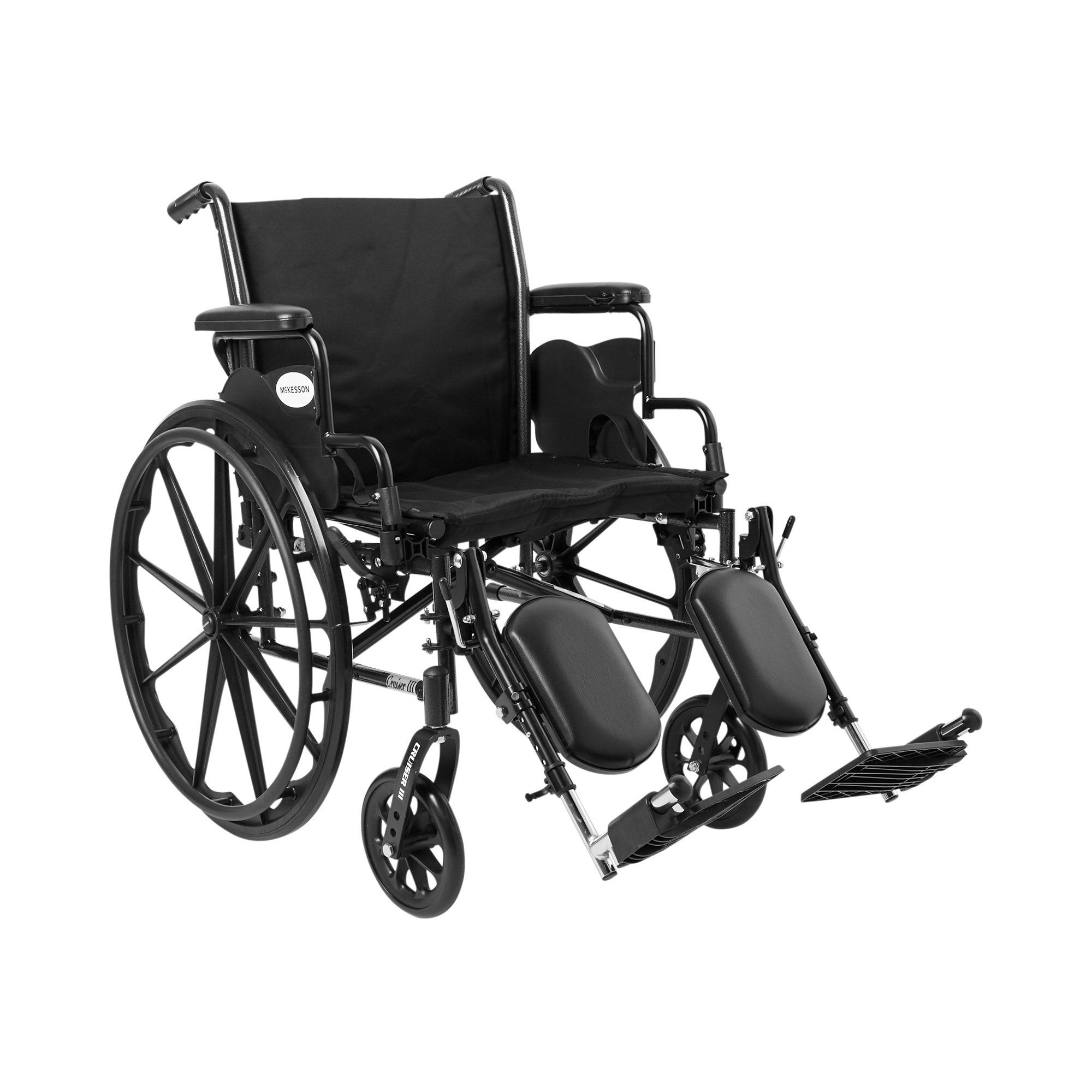 McKesson Lightweight Wheelchair with Flip Back Padded Removable Arm & Swing-Away Elevating Footrest - 300 lbs Capacity